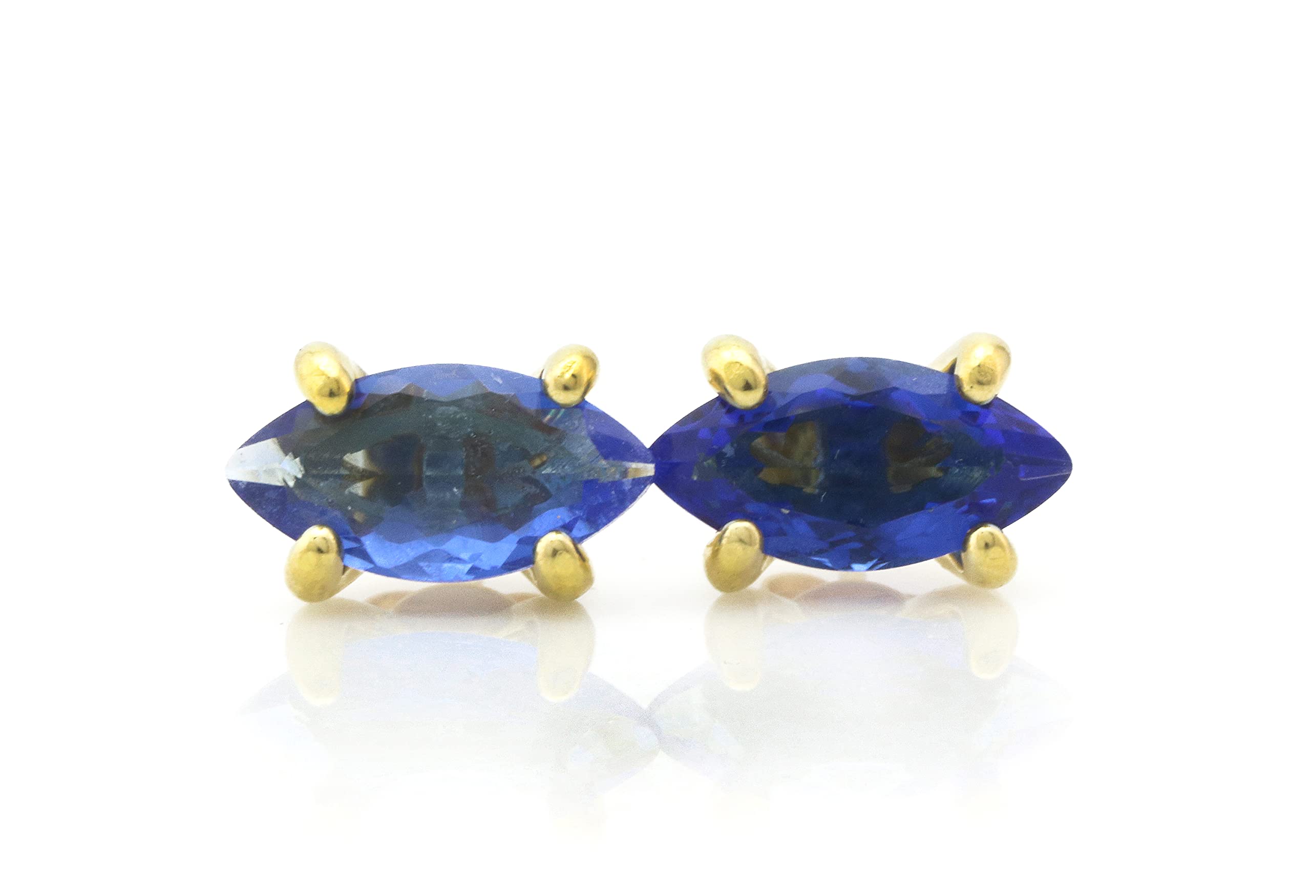 Sapphire Marquise Stud Earrings - September Birthstone Jewelry, Blue Stone Earrings for Women, Elegant Bridal & Fashion Jewelry Gift Set with Jewelry Box - Perfect for Weddings, Anniversaries & Special Occasions