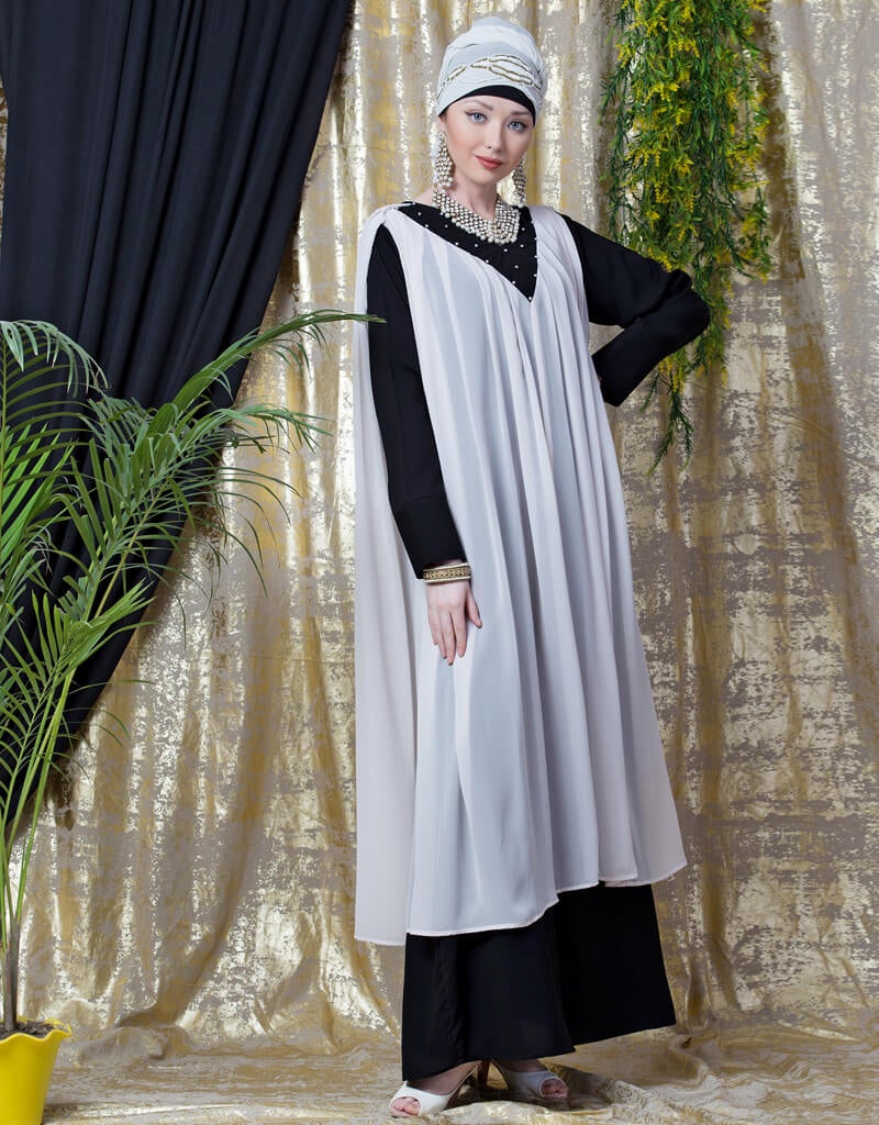 Elegant Arabic Embroidered Double Layer Abaya Dress for Women - Pink Party Wear for Eid, Wedding & Special Occasions