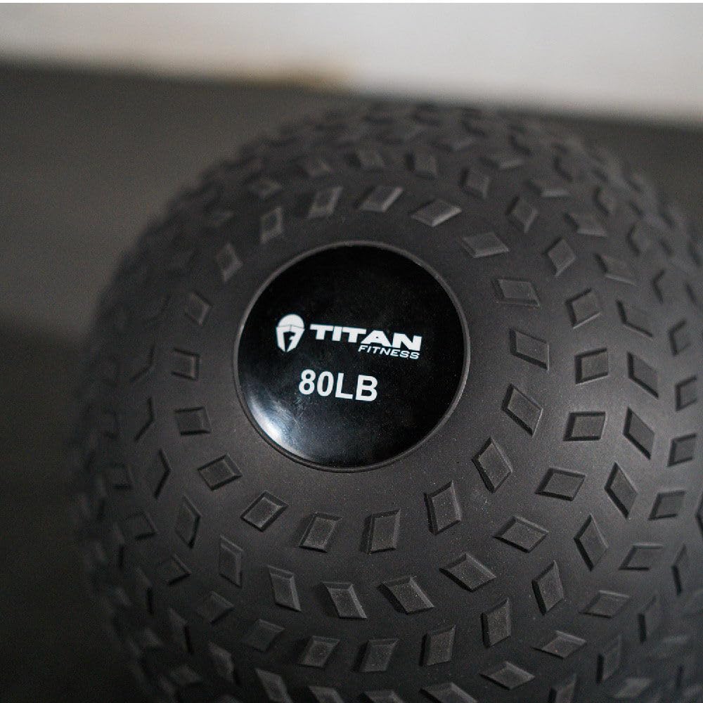 Titan Fitness Rubber Tread Slam Ball - Dead Bounce Weighted Exercise Ball for Strength Training, CrossFit, HIIT Workouts - Perfect for Throwing, Catching, Slamming & Twisting Moves - Gym, Home & Outdoor Fitness Equipment