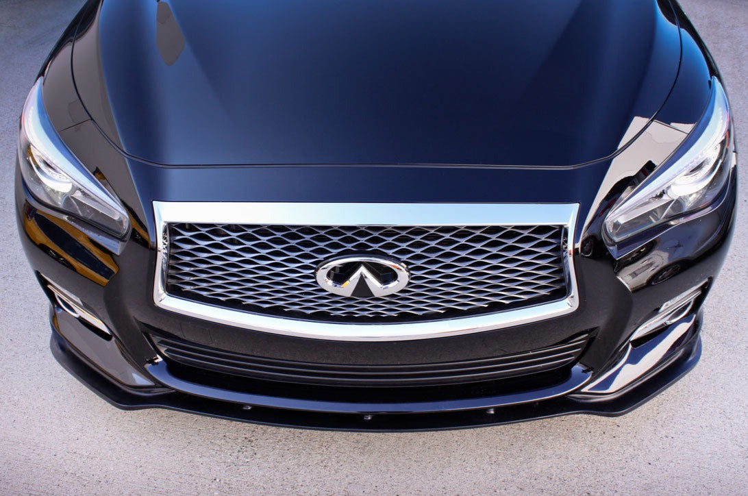 2014-2017 Infiniti Q50 Premium Front Bumper Lip Splitter - Matte Black (KB11226) | Enhances Aerodynamics & Sporty Look for Street or Track Use