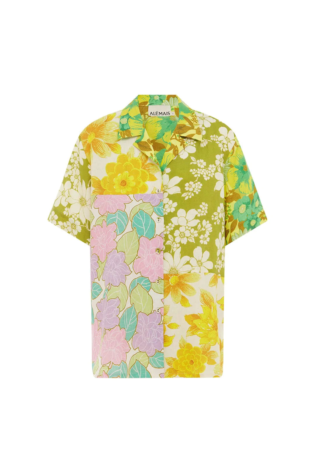ELORA Patchwork Shirt for Women - Stylish Boho Floral Print Button Down Top - Perfect for Casual Outings, Music Festivals & Beach Vacations