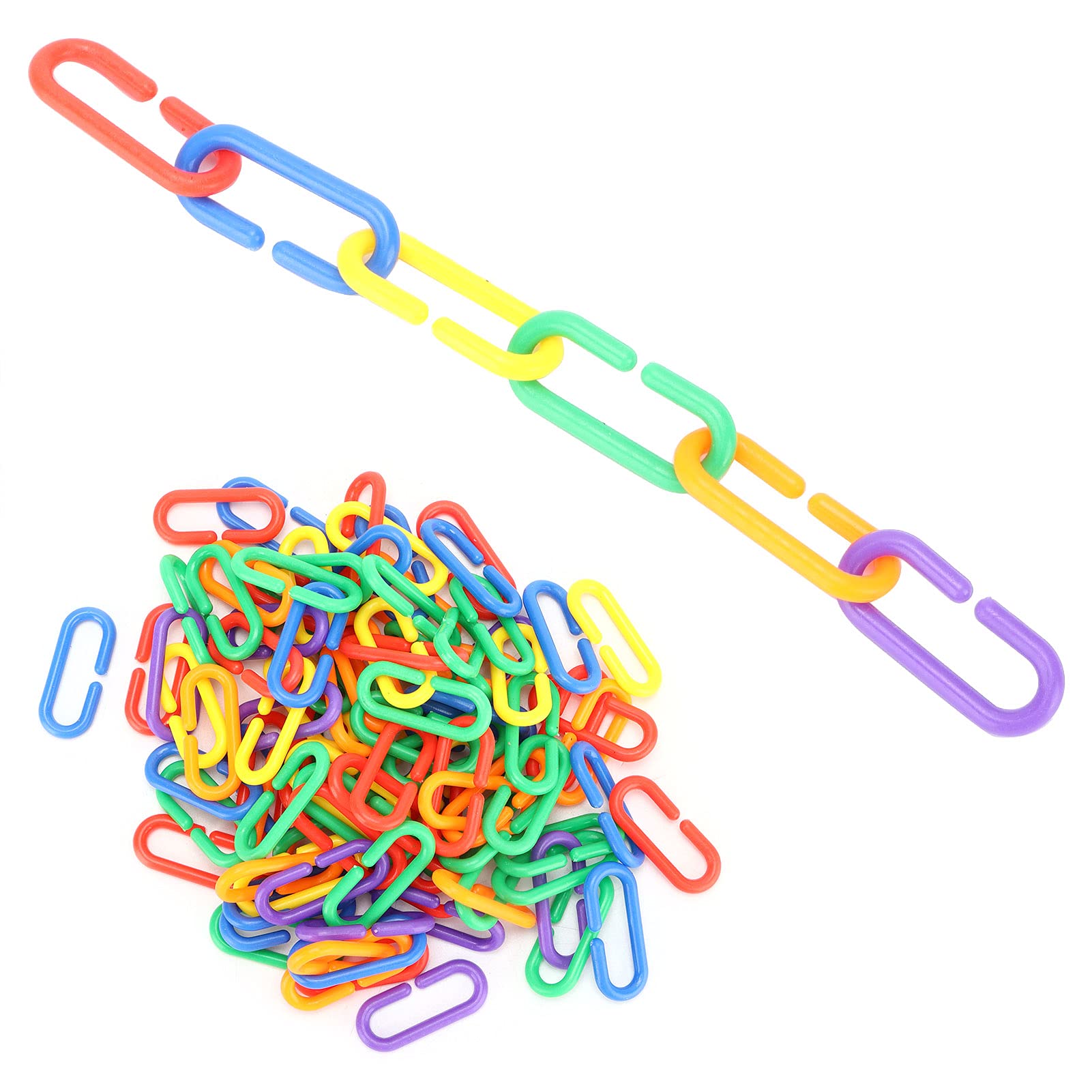 Educational DIY Plastic Chain Toy for Birds - Safe No Edges Chewing Toy for Bird Cages | Perfect for Parrot Enrichment & Cage Accessories