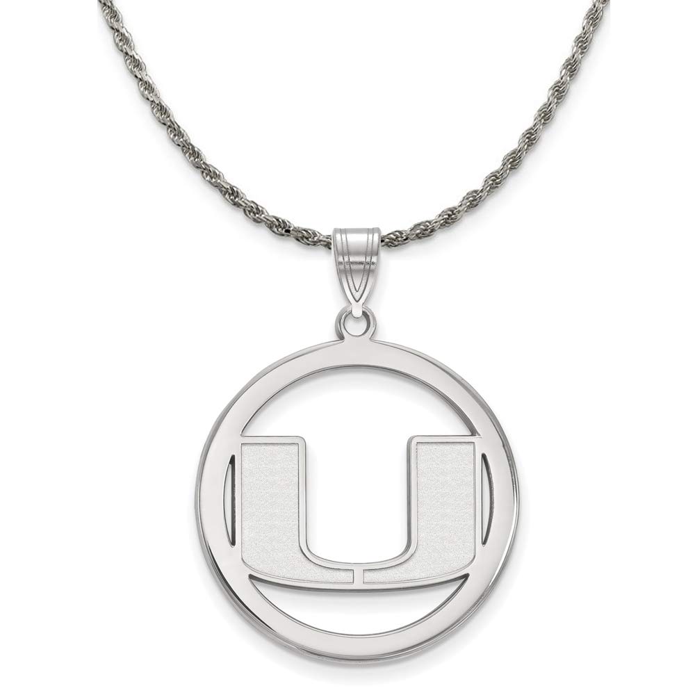 Sterling Silver Miami U Pendant Necklace for Gifts & Fashion