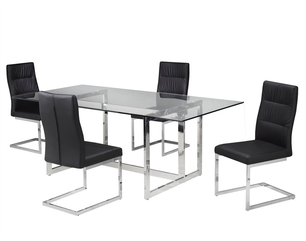 5-Piece Black Dining Room Set - Modern Kitchen & Dining Table Chairs for Small Spaces, Home, Apartment, Restaurant