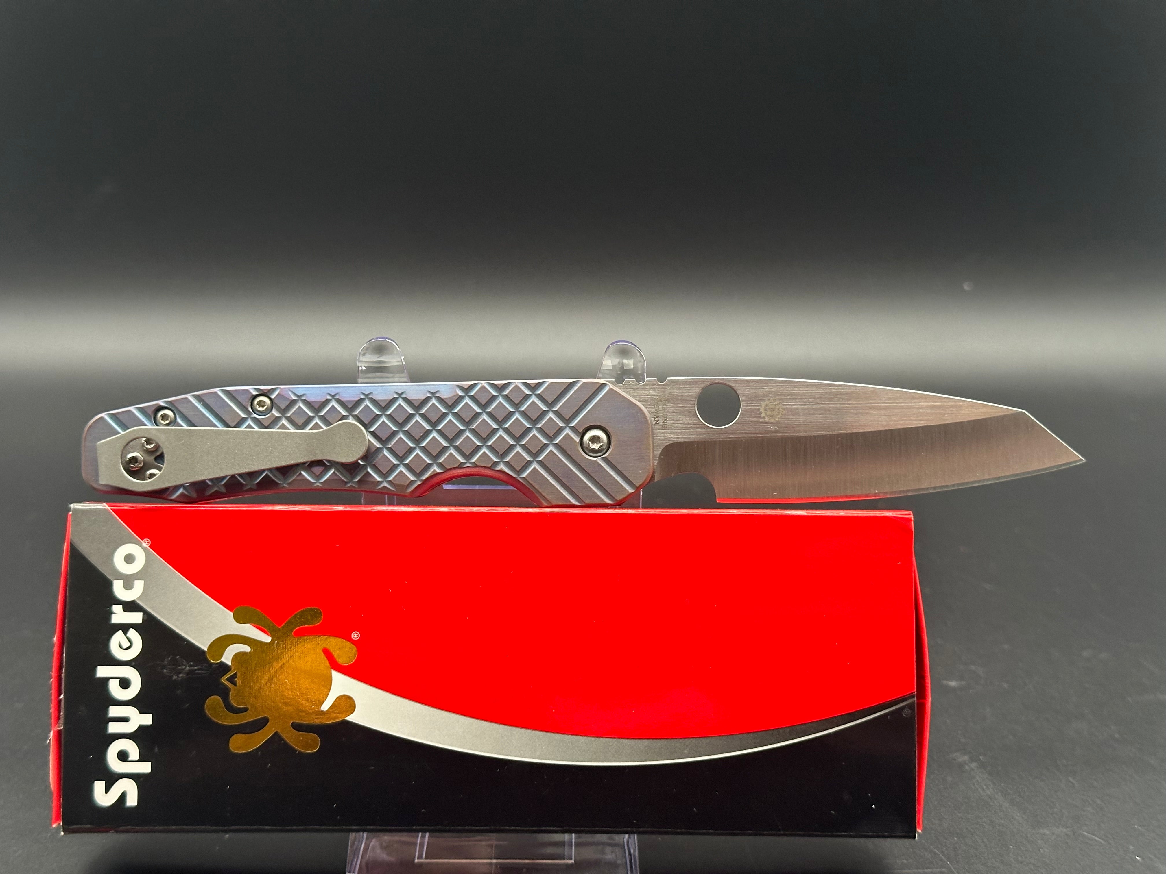 Spyderco Smock Knife with Milled Titanium Scales & Custom Pocket Clip - EDC, Outdoor, Tactical & Everyday Carry Folding Knife