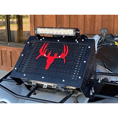 Wild Boar Radiator Relocation Kit with Red Deer Logo - Compatible with Kawasaki Brute Force 650i/750i (2005-2011) - Includes Light Bar Mount - Perfect for Off-Roading & Trail Riding Adventures