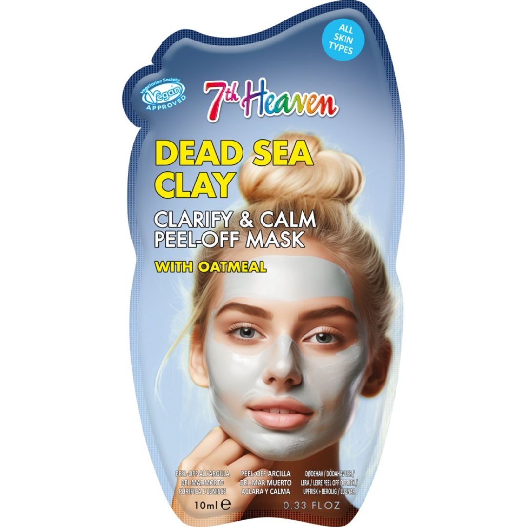 7th Heaven Dead Sea Clay Peel Off Face Mask with Oatmeal - Deep Cleansing & Soothing Formula for Acne & Blackheads | Perfect for Spa Night & Self-Care Routine