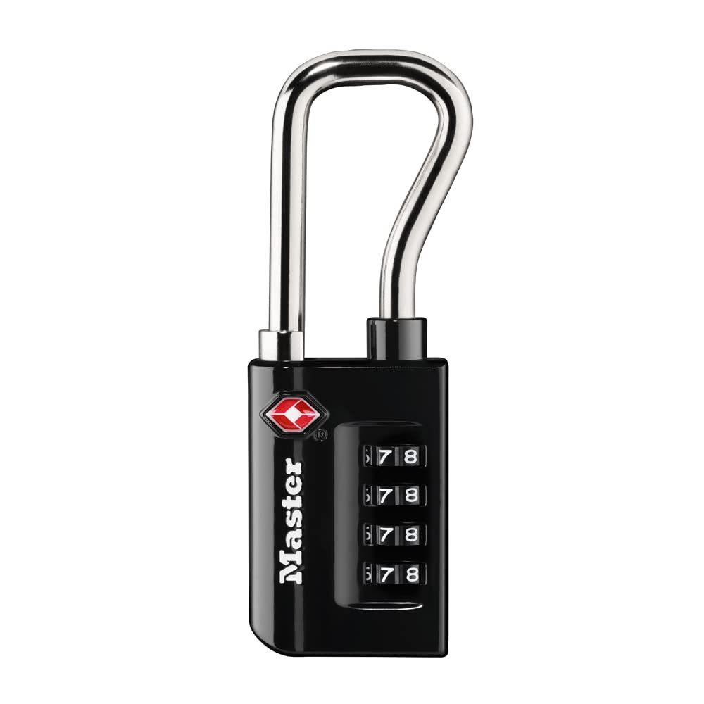 Master Lock 4696D TSA Approved Combination Padlock - 1-5/16 Inch Wide Black Luggage Lock for Travel Security | Set Your Own Code | Ideal for Suitcases, Backpacks & Gym Bags