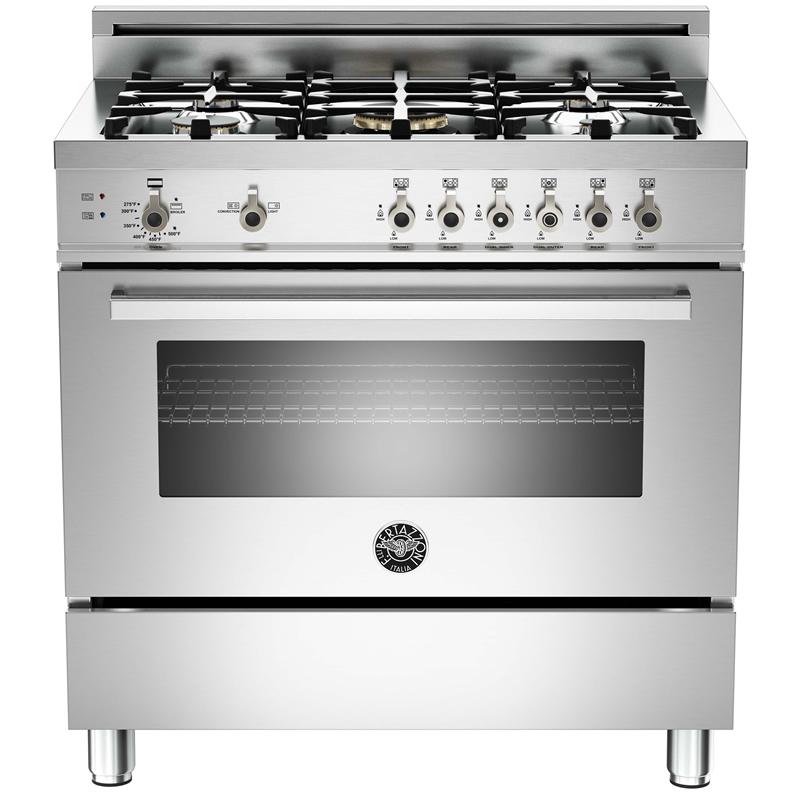Bertazzoni PRO36 5 GAS X 36-Inch Freestanding Professional Gas Range - Premium Stainless Steel Kitchen Appliance for Home Chefs & Cooking Enthusiasts - Perfect for Gourmet Meals, Family Dinners & Entertaining Guests