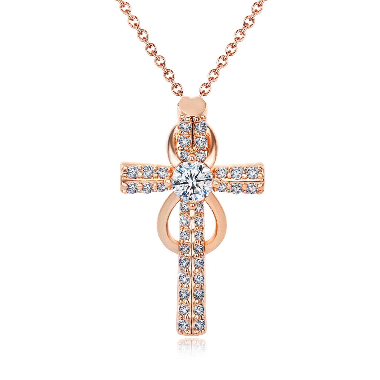 5A CZ Cross Birthstone Necklace for Women - Infinity Faith Religious Jewelry, Perfect Birthday, Anniversary & Christmas Gift for Mom & Teen Girls - Ideal for Church, Weddings & Everyday Wear