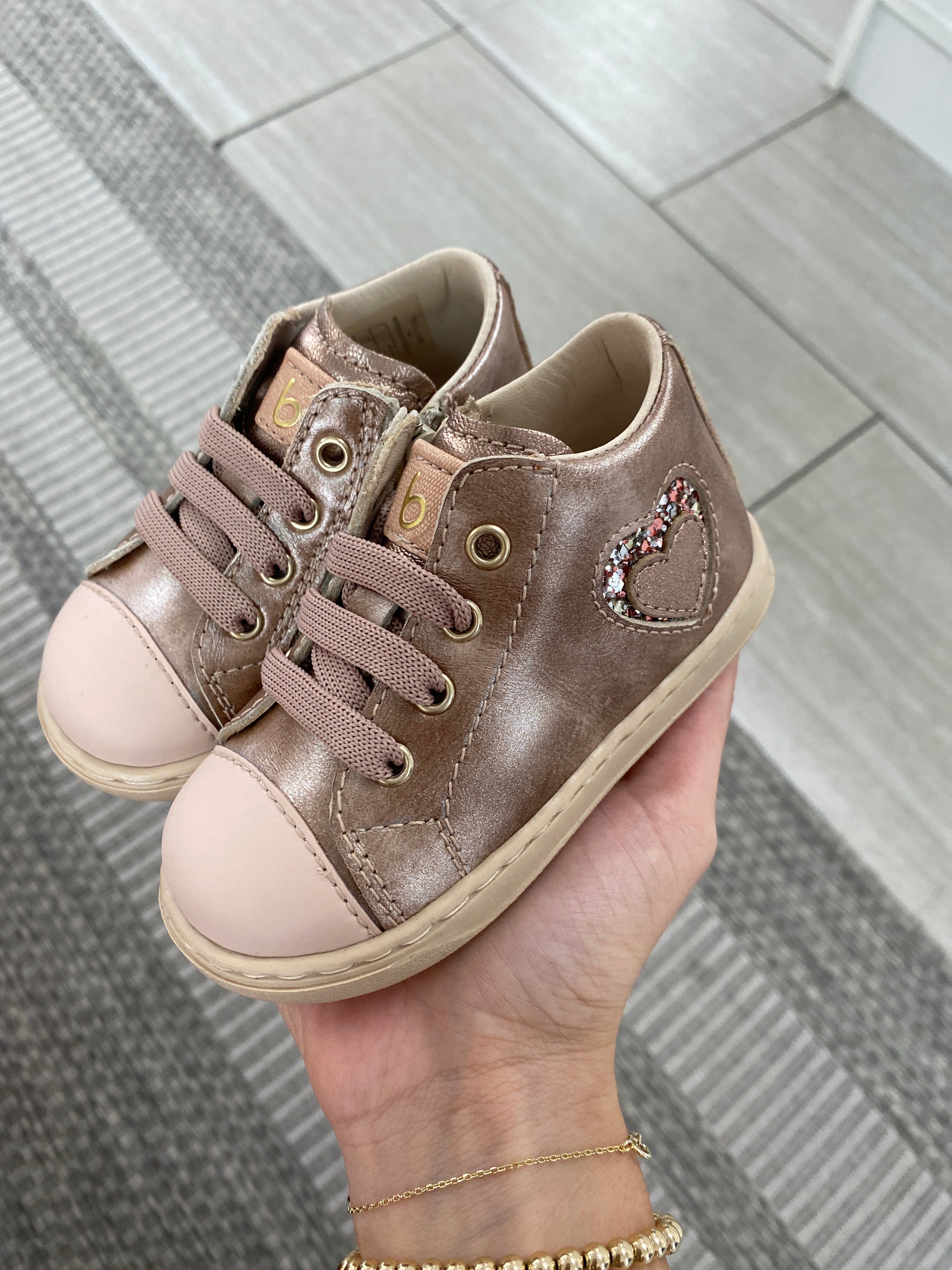 Beberlis Pink Heart Baby Sneakers for Girls - Cute Comfortable First Walking Shoes for Toddlers - Perfect for Everyday Wear, Playdates & Special Occasions