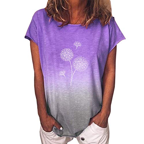 Women's Summer T-Shirts - Cute Plus Size O-Neck Short Sleeve Casual Loose Gradient Blouse Tops for Women | Perfect for Beach Outings, Casual Wear & Summer Fashion