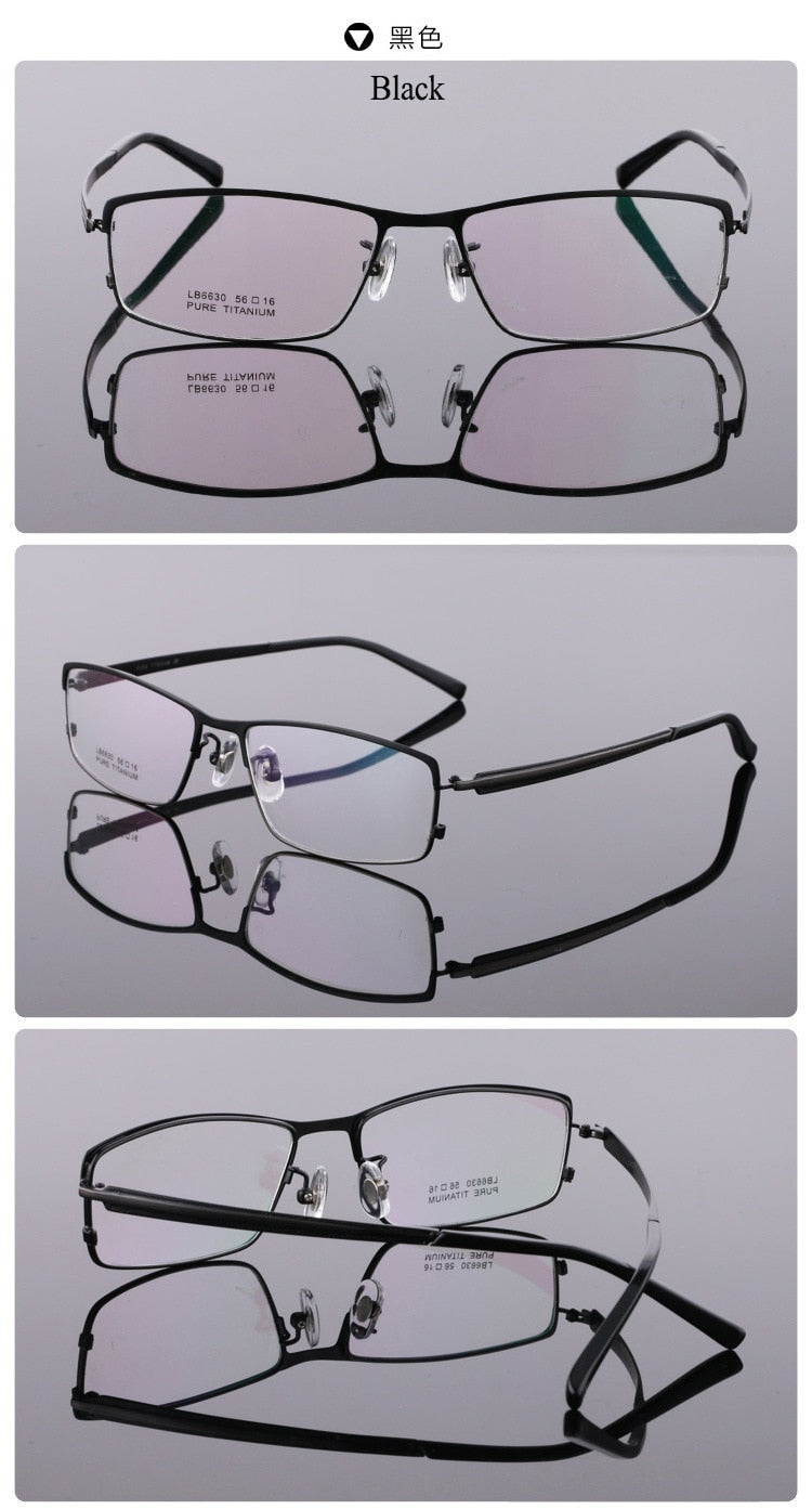 Bclear Men's Full Rim Titanium Eyeglasses Square Frame LB6630 - Lightweight Durable Glasses for Work, Reading & Everyday Use
