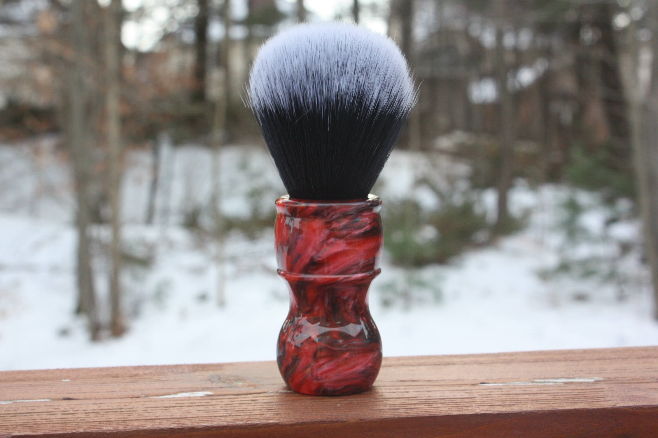 24mm Black Tuxedo Shaving Brush with Ruby Ripple Handle - Premium Badger Hair Shaving Brush for Men - Perfect for Wet Shaving, Grooming Kits & Luxury Gift Sets
