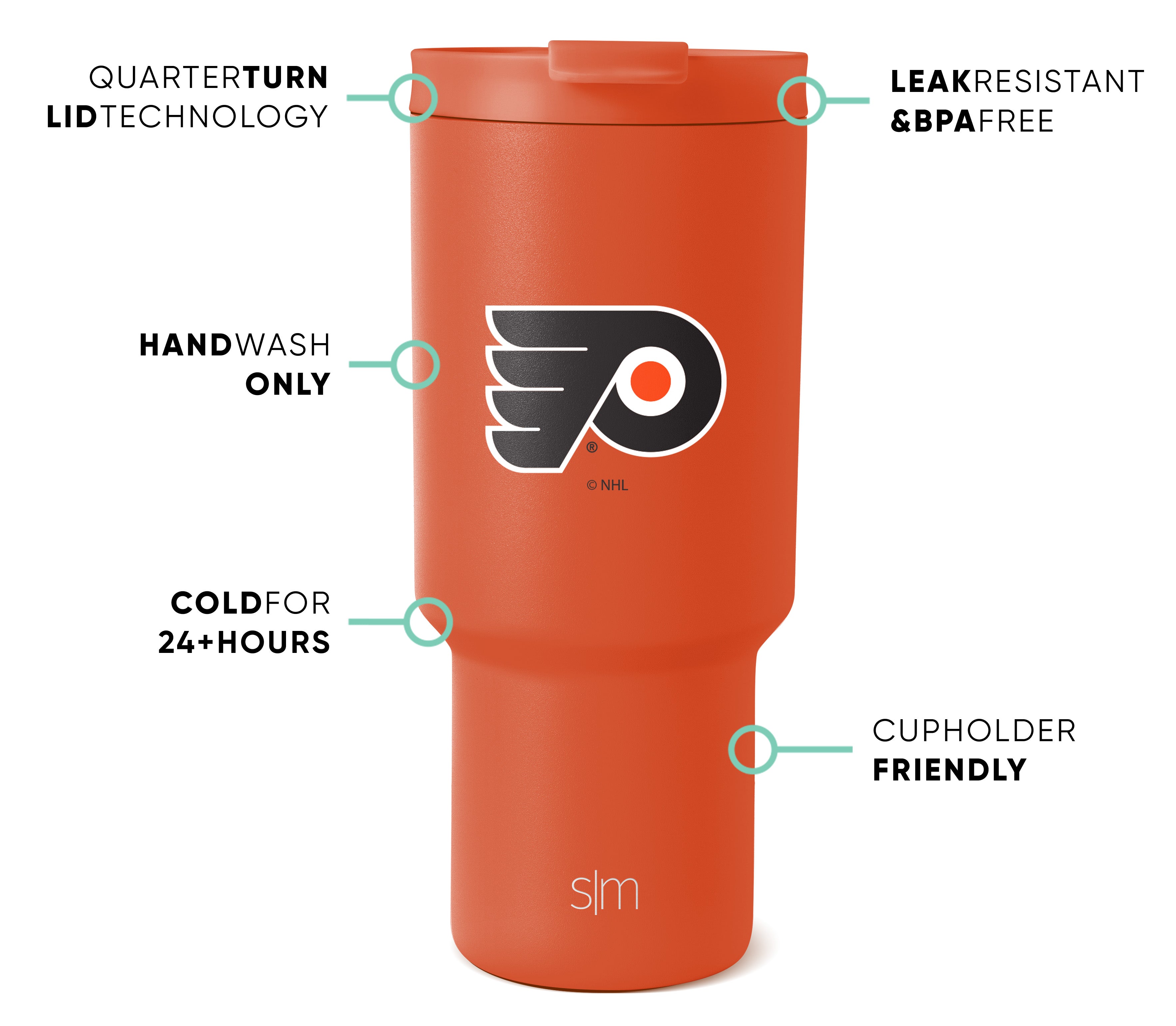NHL Trek Tumbler 20oz Stainless Steel Insulated Water Bottle with Lid - Leakproof & Sweatproof - Perfect for Hockey Games, Outdoor Adventures & Gym Workouts