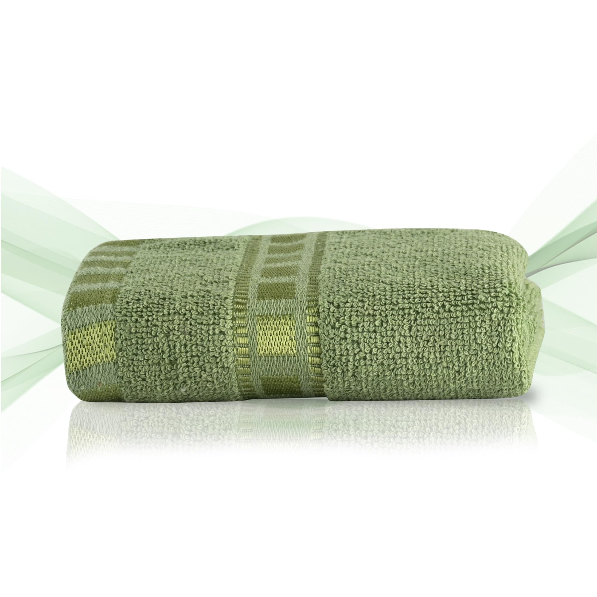 Heart Home 2-Pack Cotton Hand & Face Towels for Men & Women | Soft & Absorbent Gym Towels | Quick-Dry Pocket Towels for Workout, Travel & Sports | Green & Golden