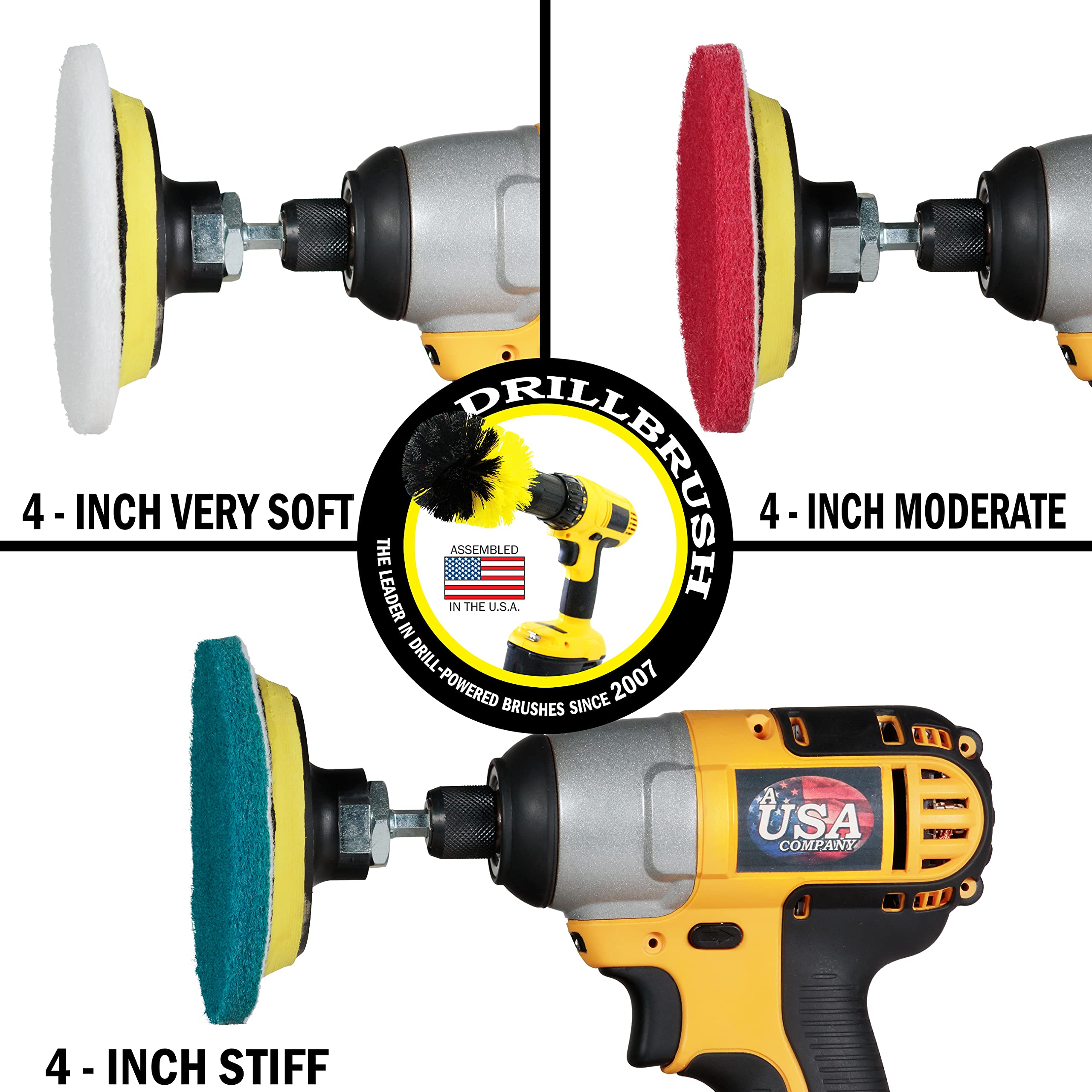 Drillbrush Cleaning Supplies Set - Upholstery & Carpet Cleaner Brush Kit for Auto Detailing | Car Interior Cleaning Tools | Perfect for Home, Car, Boat & Furniture Deep Cleaning