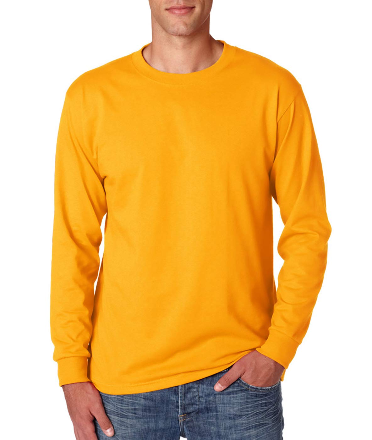 Jerzees 5.6 oz. 50/50 Heavyweight Blend Long-Sleeve T-Shirt for Men - Comfortable Cotton Polyester Crewneck Shirt for Work, Casual Wear & Outdoor Activities