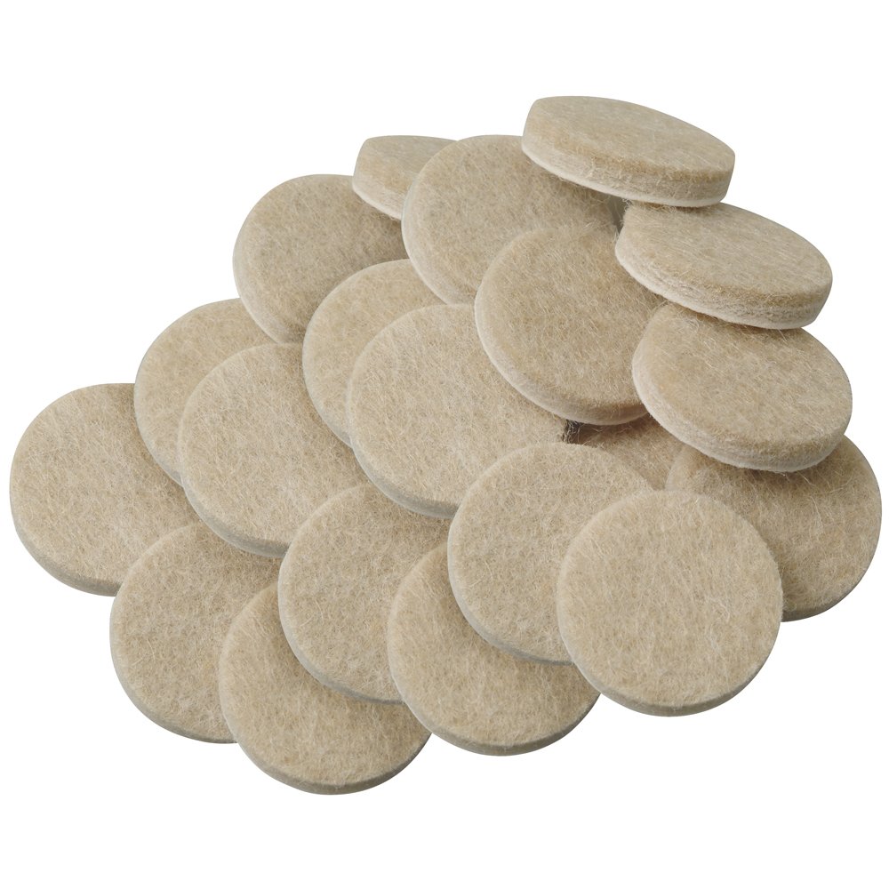 Self-Adhesive 3/4 Inch Round Furniture Felt Pads (20-Pack, Oatmeal Color) - Protect Hardwood Floors, Tile & Laminate from Scratches - Perfect for Chairs, Tables & Cabinet Legs