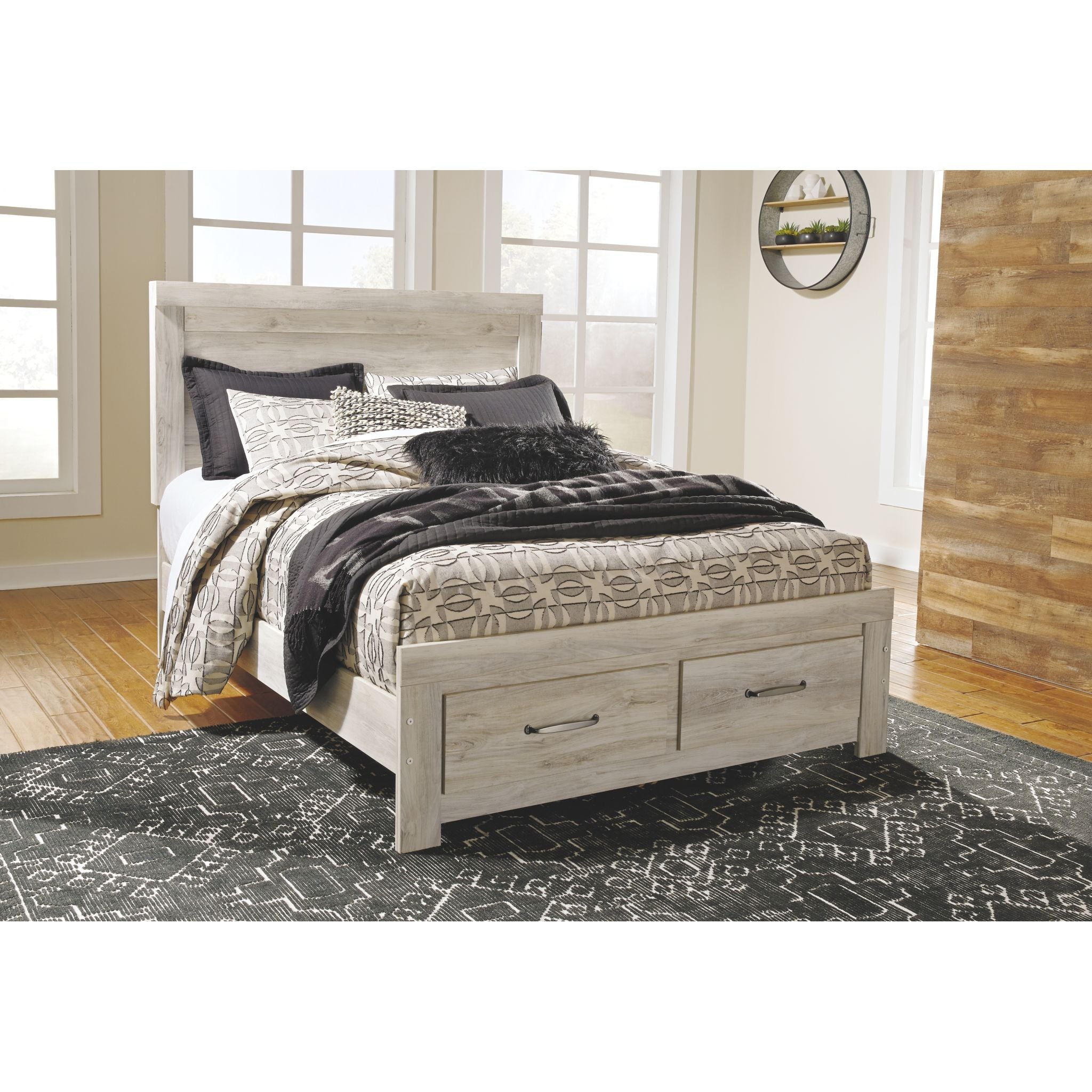 Bellaby 5-Piece Queen Size Bedroom Set with Storage - Whitewash Finish | Modern Bedroom Furniture for Small Spaces & Guest Rooms