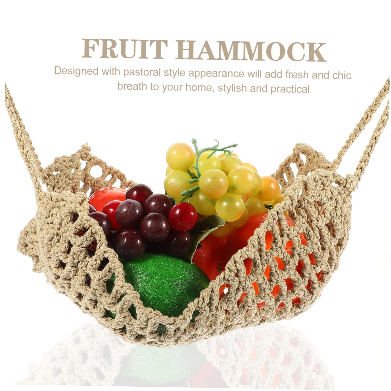 4-Pack Cotton Rope Hanging Baskets for Fruits & Vegetables - Sturdy Kitchen Storage Organizer, Wall Mounted Home Decor for Fresh Produce, Spices & Small Items - Perfect for Pantry, Garden & Farmhouse Style Kitchens