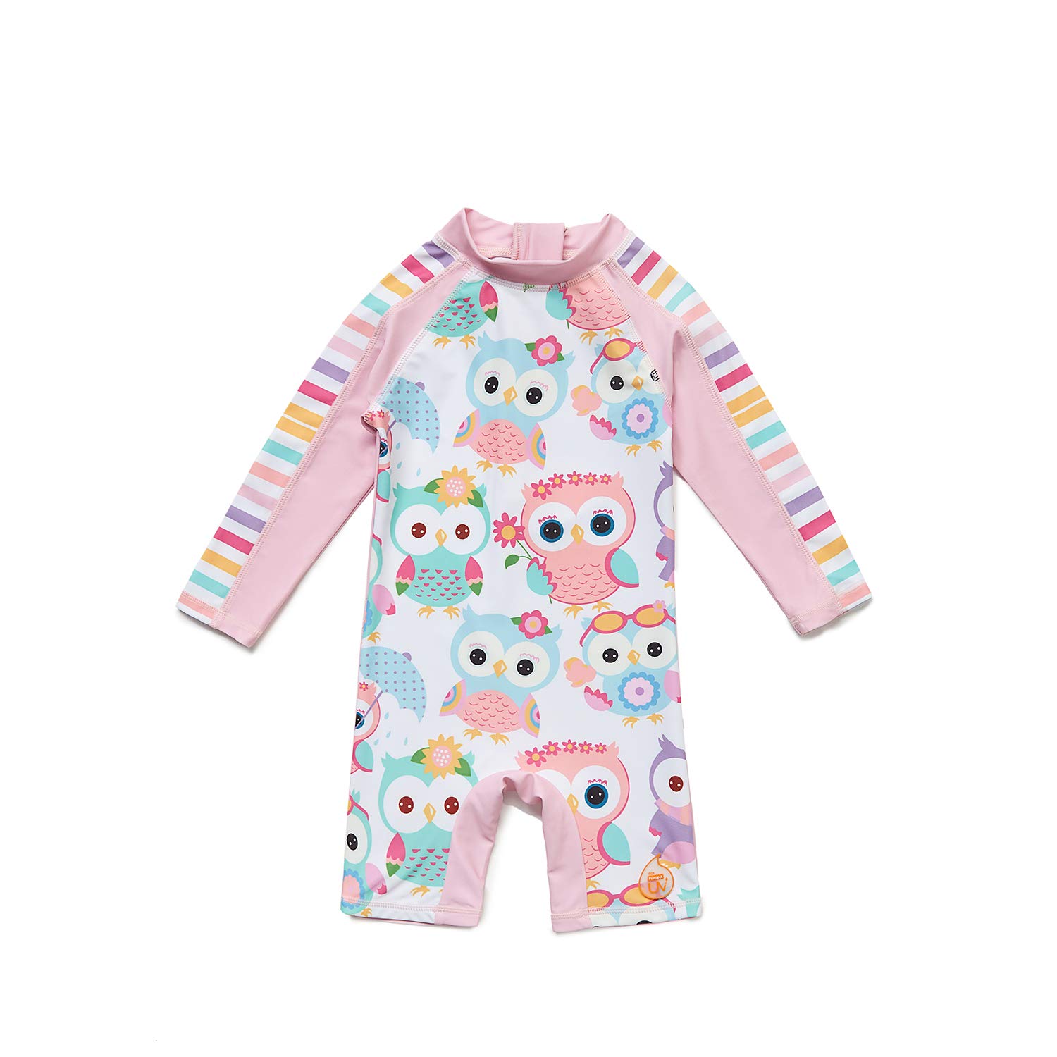 UPF 50+ Baby Girls Long Sleeve One Piece Sunsuit & Swimsuit - UV Protection Rashguard for Toddler Beach & Pool Play