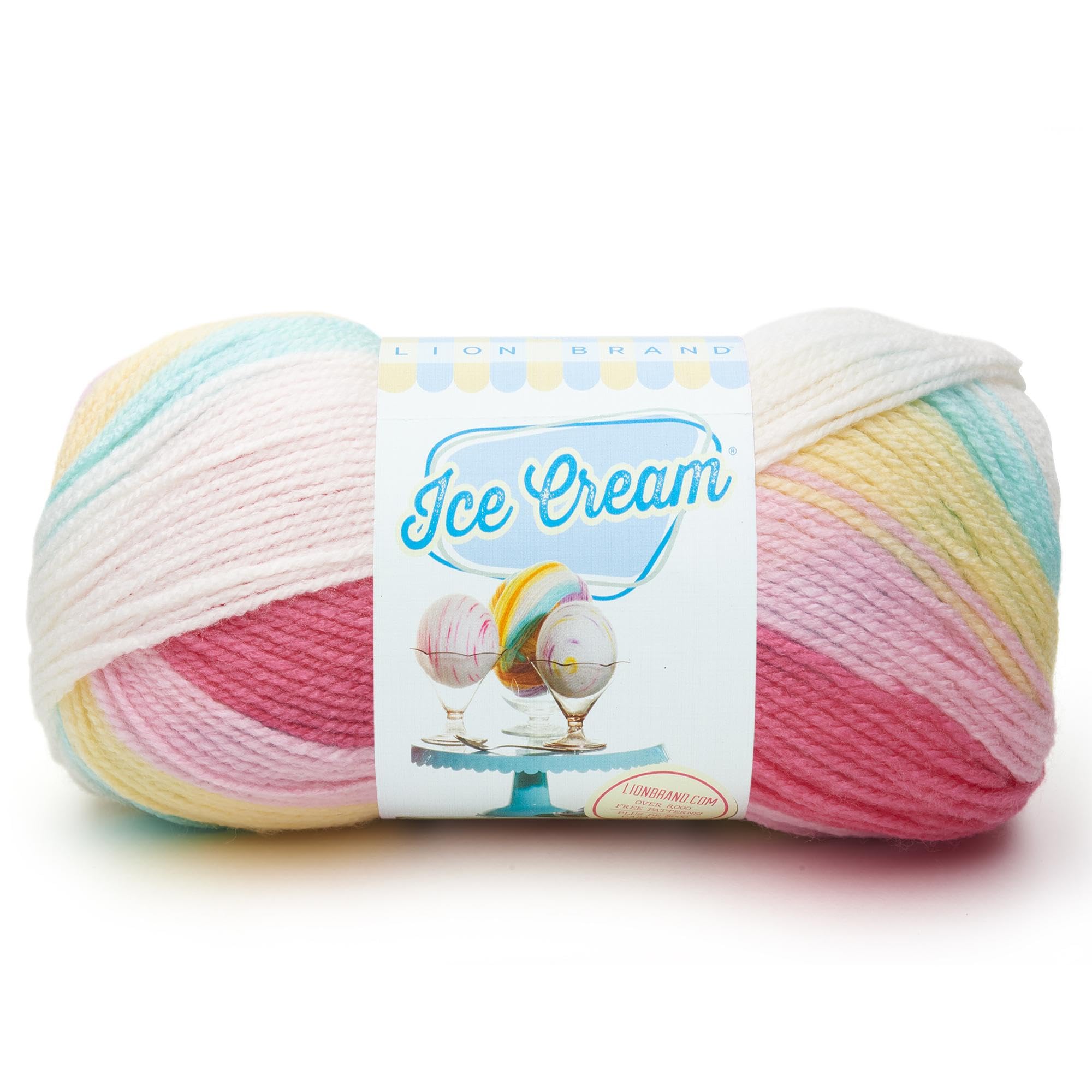 Lion Brand Yarn - 1 Skein Ice Cream Baby Yarn in Tutti Frutti Color (1182 Feet) - Soft Knitting & Crochet Yarn for Baby Blankets, Hats & DIY Crafts