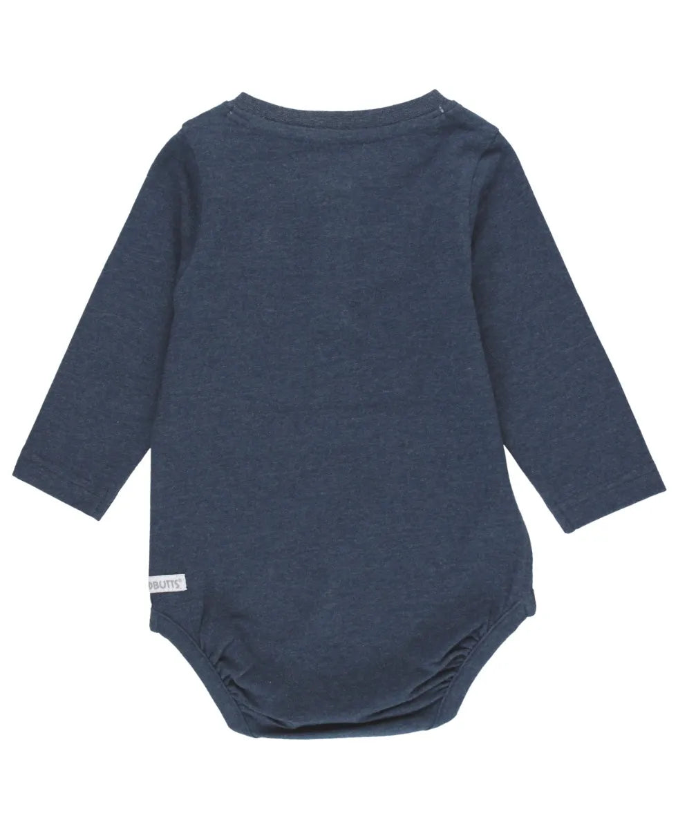 Heather Navy Knit Long Sleeve Henley Bodysuit for Women - Soft Stretchy Comfort Fit T-Shirt Style Onesie - Perfect for Layering, Casual Outfits & Loungewear