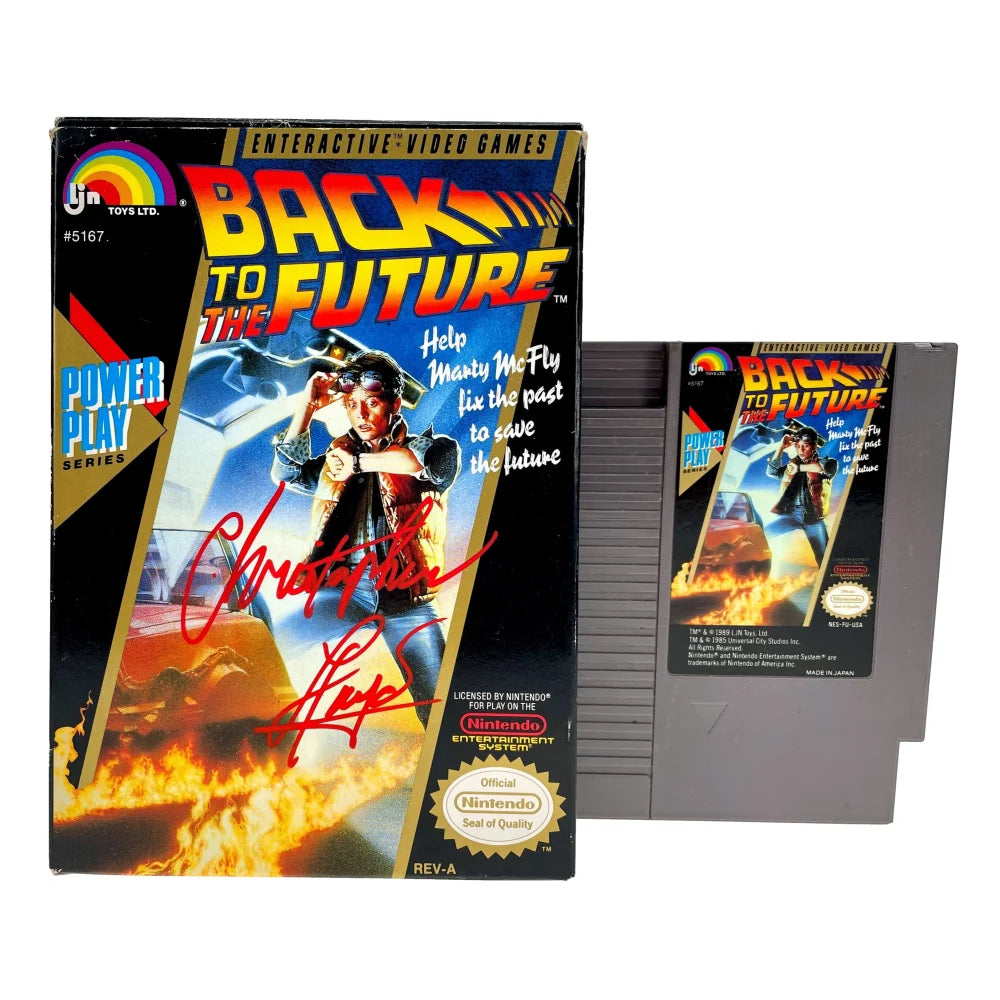 Christopher Lloyd Autographed Back to the Future Nintendo NES Video Game Box with JSA COA - Perfect for Movie Memorabilia Collectors and Retro Gaming Enthusiasts