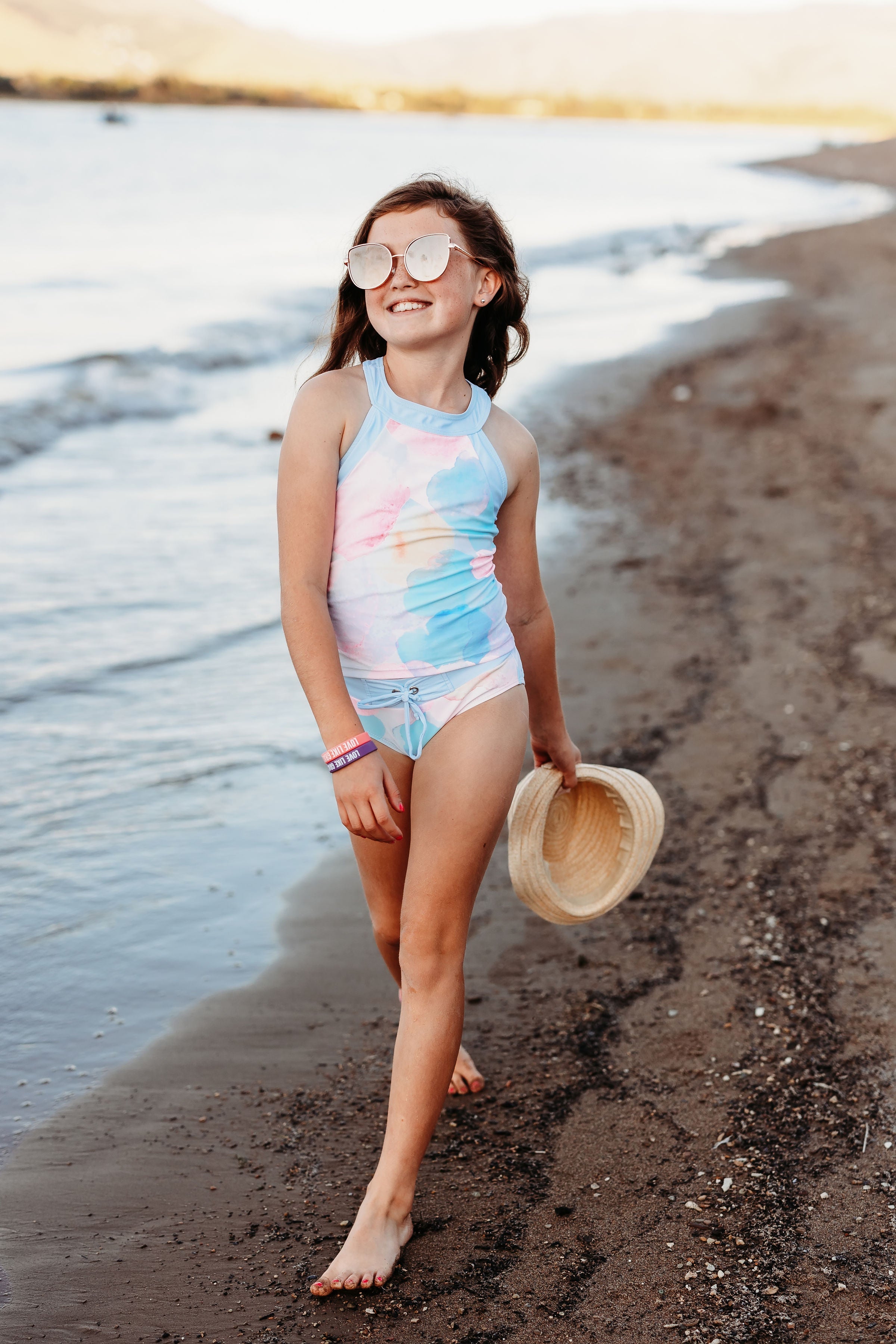 Sofia Girls' Watercolor Print Tankini Swimsuit for Tweens - $48 | Perfect for Beach, Pool, and Summer Vacations