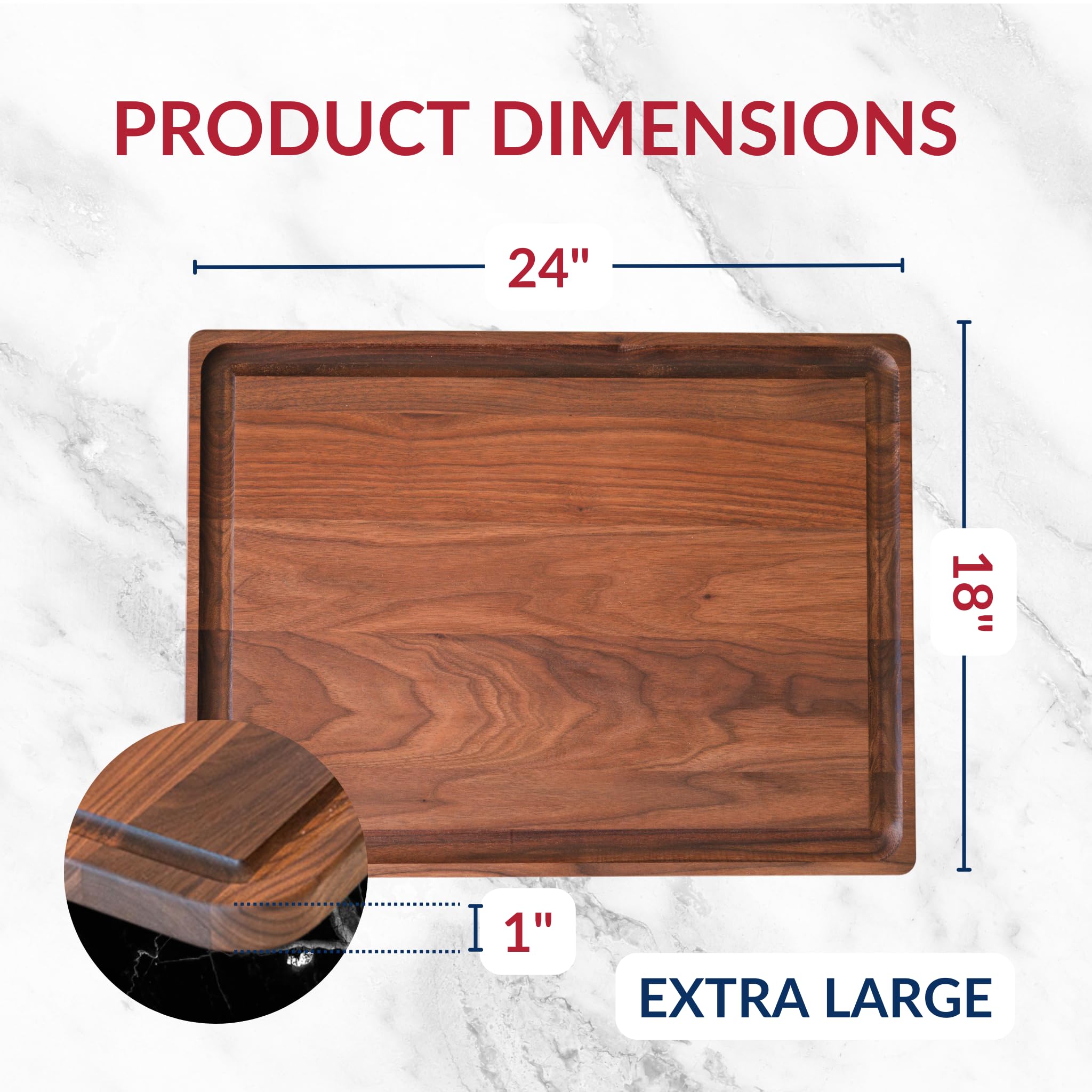 Premium Extra Large Walnut Wood Cutting Board 24