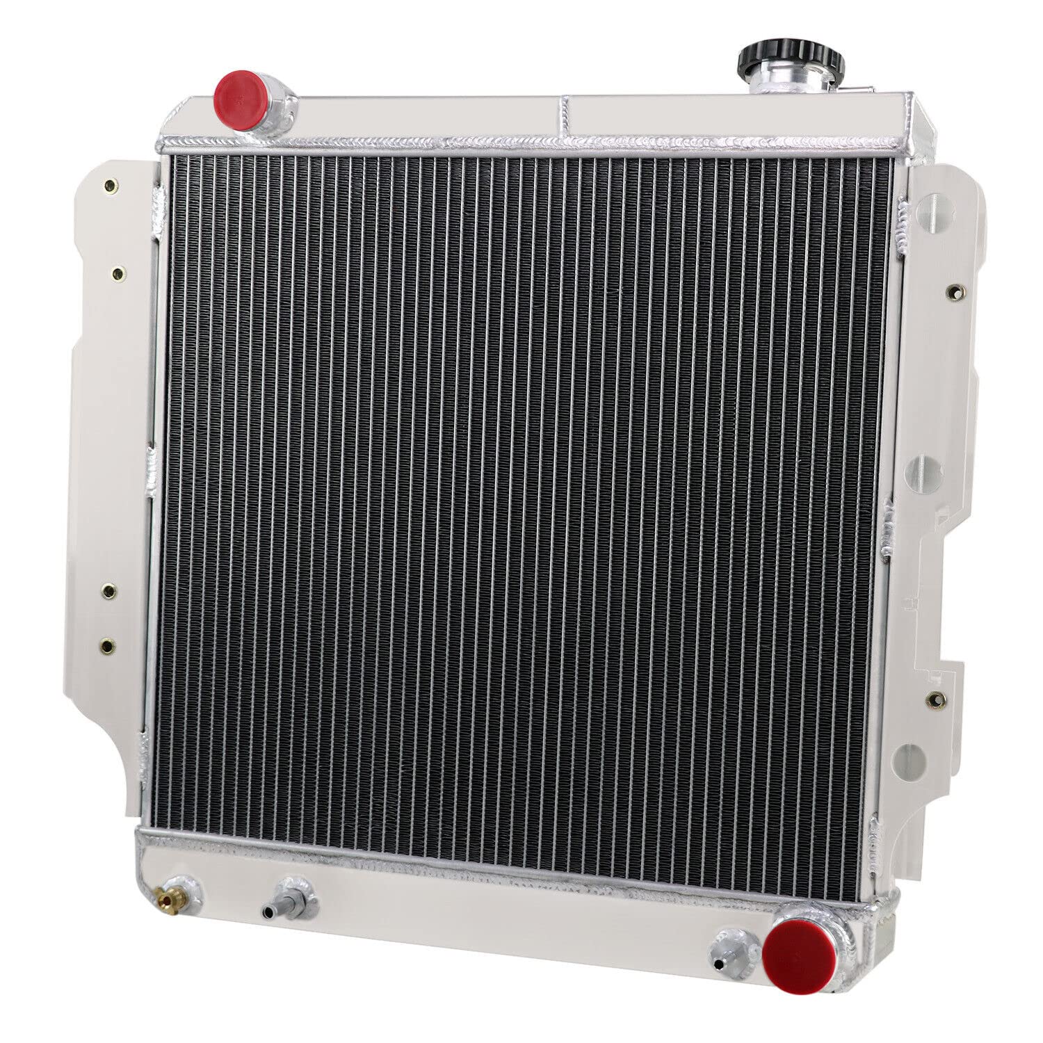 4 Row Aluminum Radiator for 1987-2006 Jeep Wrangler TJ YJ & GM Chevy V8 Conversion - High Performance Cooling with Shroud Fan & Relay Kit - Perfect for Off-Road, Towing & Hot Weather Driving