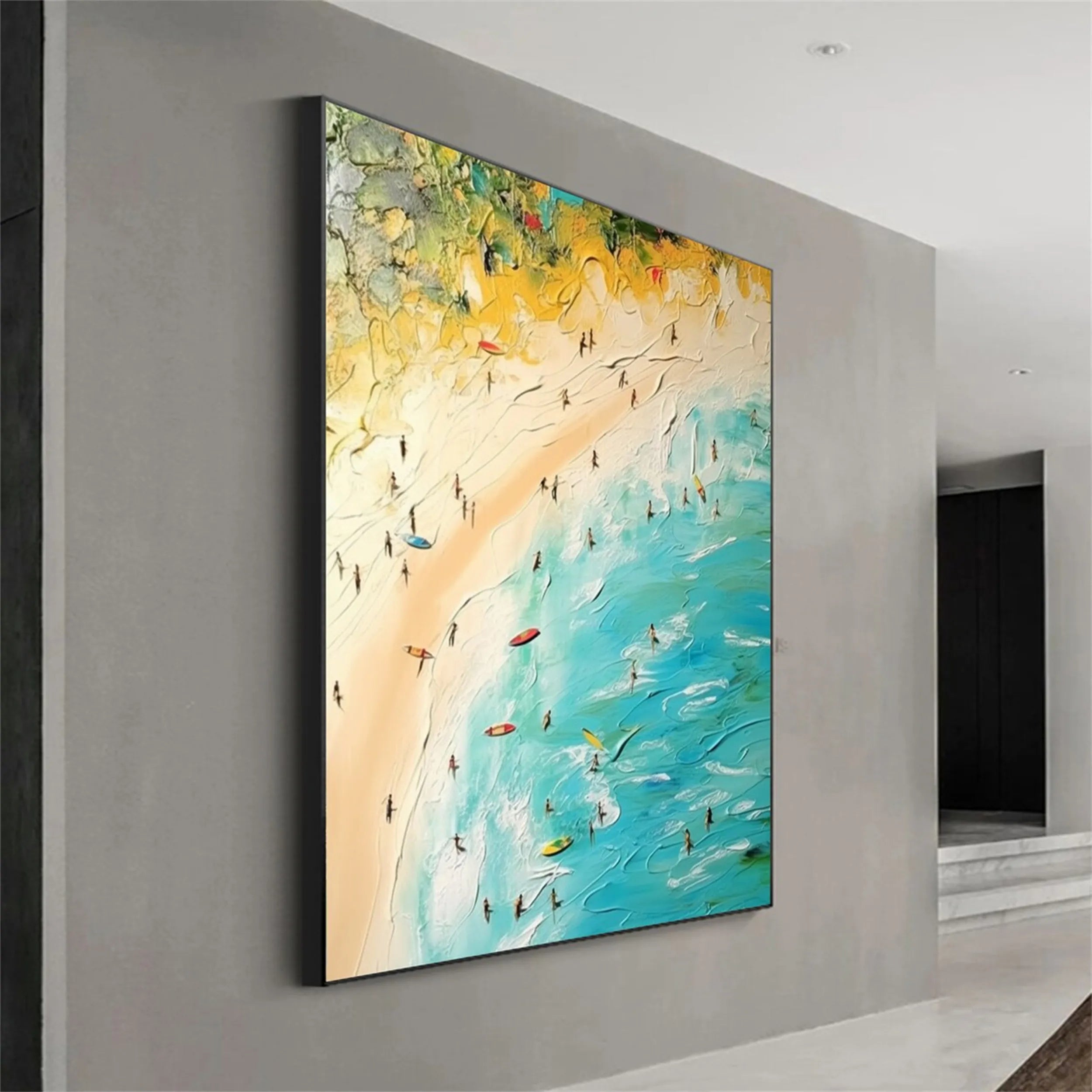 Seascape and Snowy Peak Landscape Painting - Premium Wall Art Decor for Living Room, Bedroom, Office #SP027