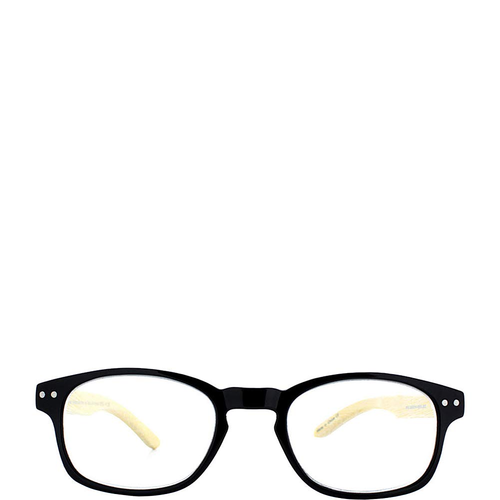 SAV Eyewear Bamboo 2550 Black Round Reading Glasses +1.25 Strength, 35mm Frame - Eco-Friendly Lightweight Eyewear for Reading, Office & Daily Use
