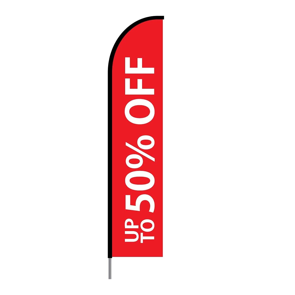 50% Off Sale Banner Swooper Feather Flag Kit - 15ft Outdoor Advertising Display for Business (Red) | Perfect for Retail Stores, Car Dealerships & Grand Openings