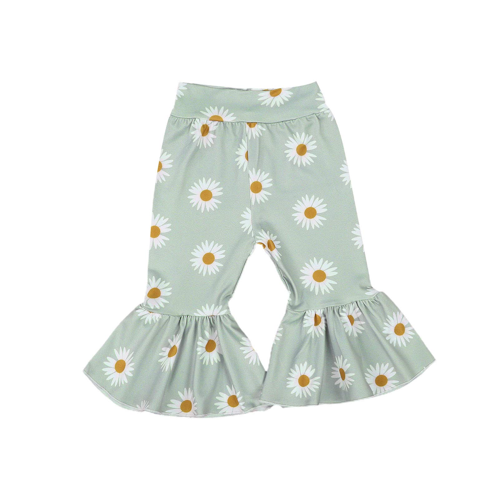 Vohawsa Boys Girls Ripped Bell Bottom Flare Jeans - Stretchy Toddler Pants with Ruffles for Casual Wear & Playtime