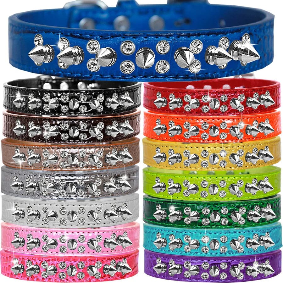 Stylish Rhinestone & Spike Fashion Dog Collar - Trendy Pet Accessory for Small & Large Dogs - Perfect for Parties, Walks & Photo Shoots