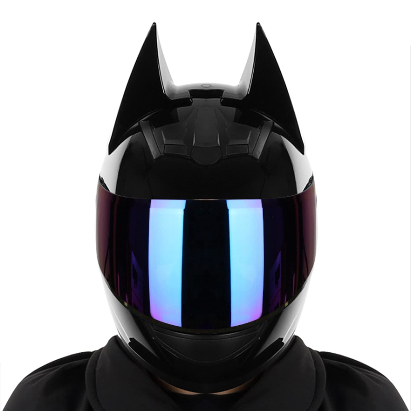 DOT/ECE Approved Modular Full Face Motorcycle Helmet for Adults - Street Bike & Racing Smart Helmet with Visor & Horns (Bright Black, Size XL) - Perfect for Commuting, Touring & Urban Riding