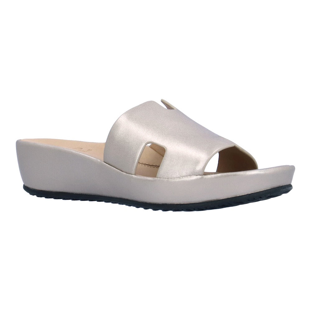 Catiana Slip-On Sandals for Women - Champagne Nappa Leather Comfortable Summer Shoes | Perfect for Beach, Vacation & Casual Wear