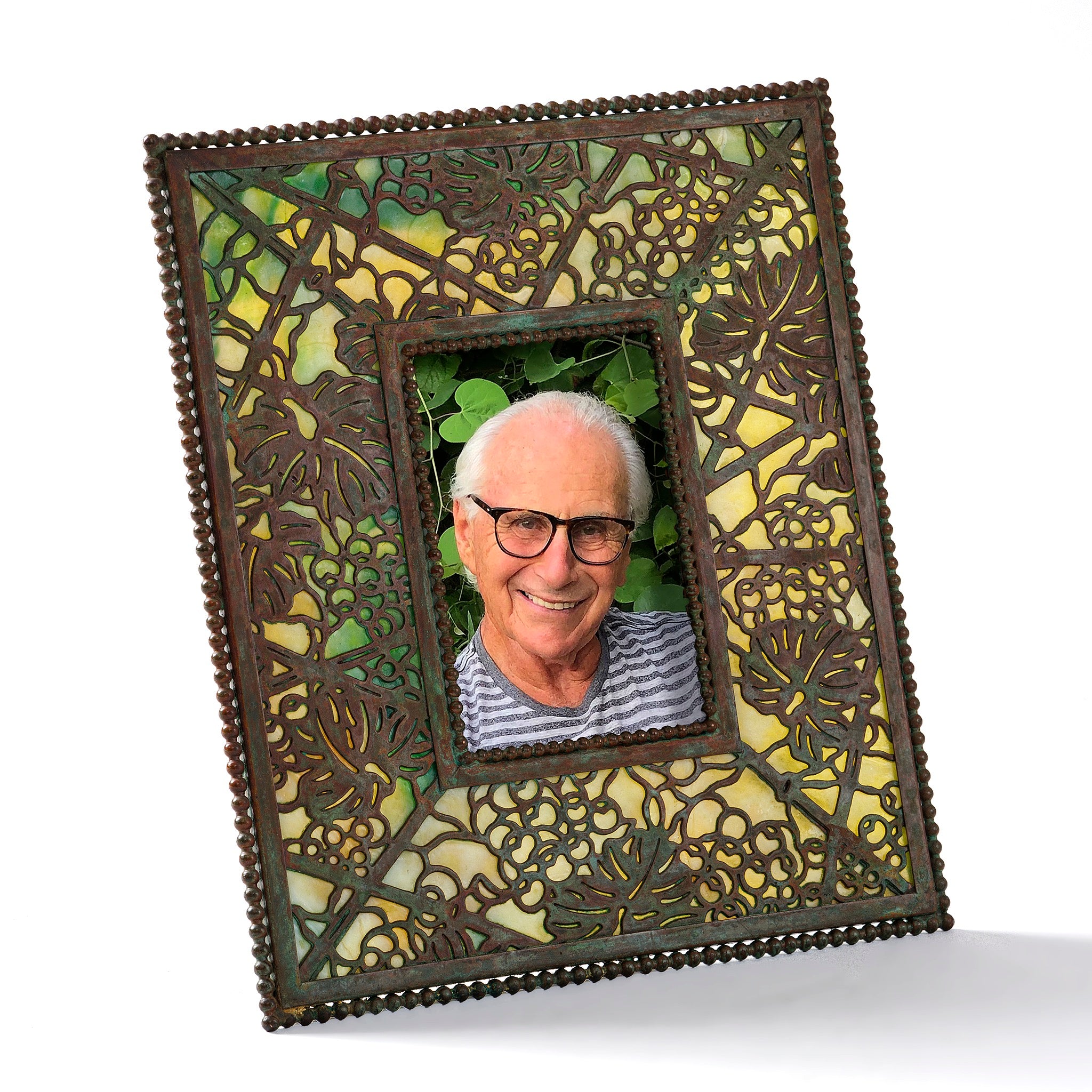 Tiffany Studios New York Grapevine Picture Frame - Vintage Bronze Art Nouveau Photo Frame for Home Decor, Wedding Gifts & Wall Art Display