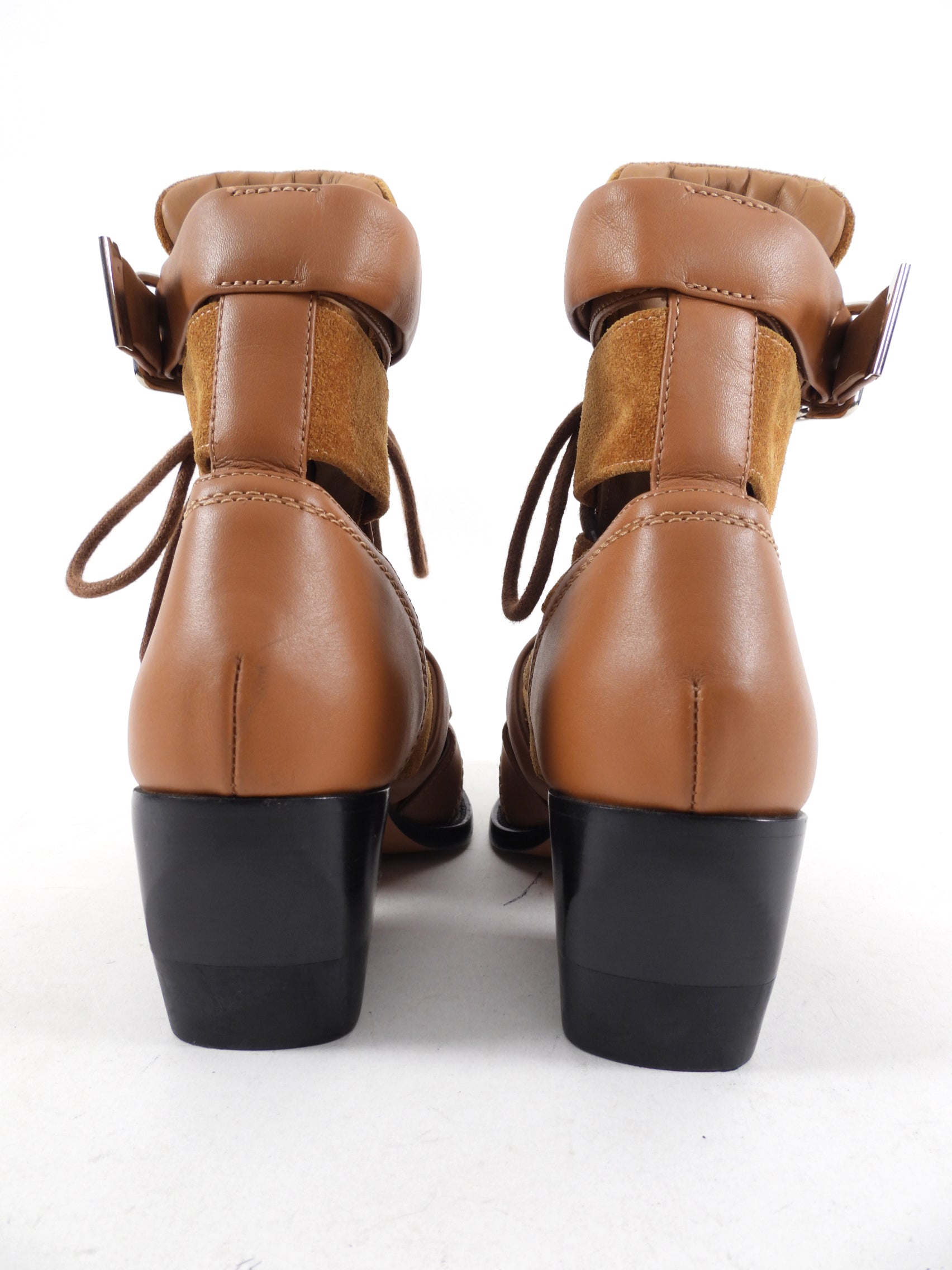 Chloe Tan Leather Rylee Boots Women's Size 6.5 US - Stylish Ankle Boots for Fall Fashion & Casual Outfits