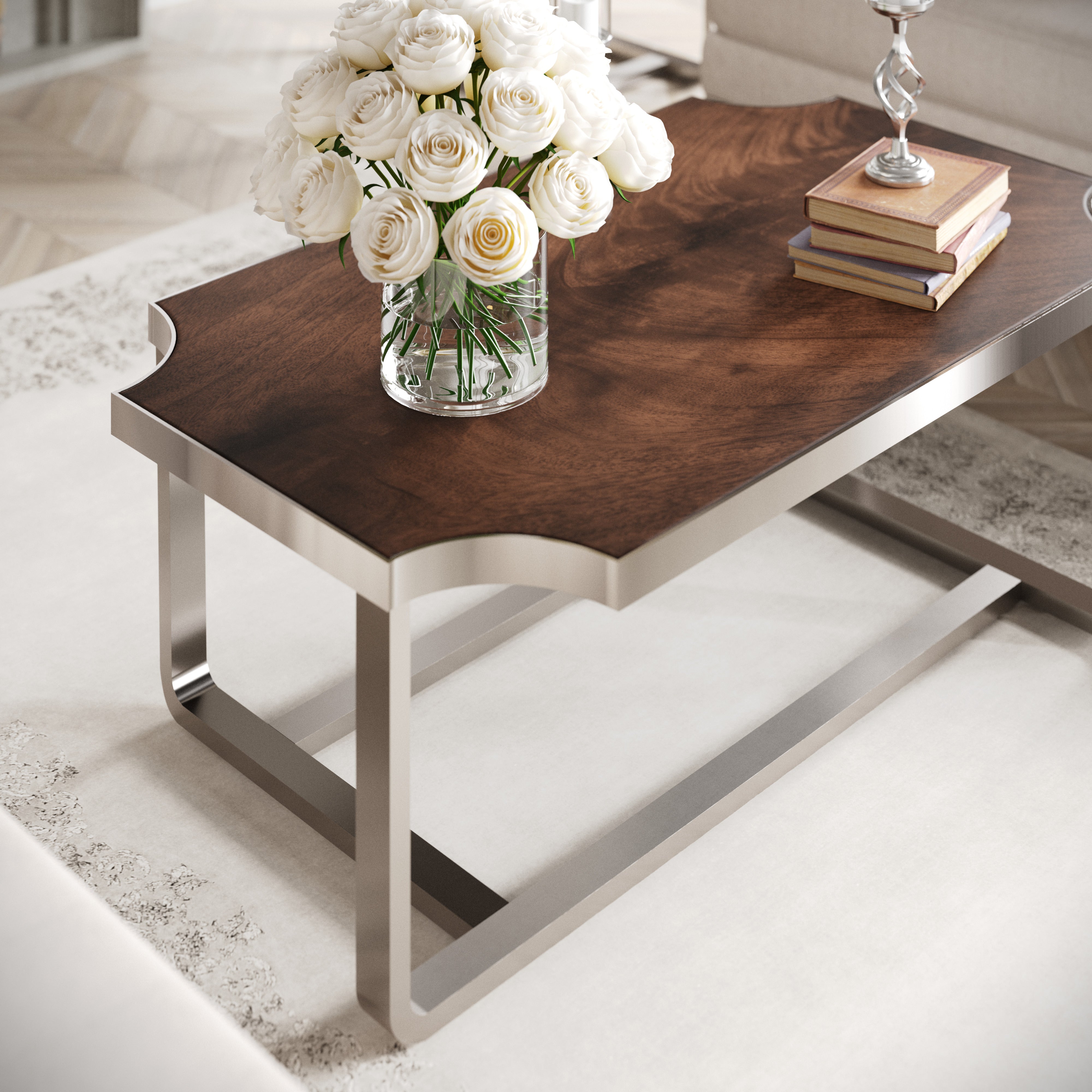 Roundhill Furniture Ruffin 50x30 Inch Rectangular Coffee Table - Modern Brown Cocktail Table for Living Room, Lounge & Office Decor