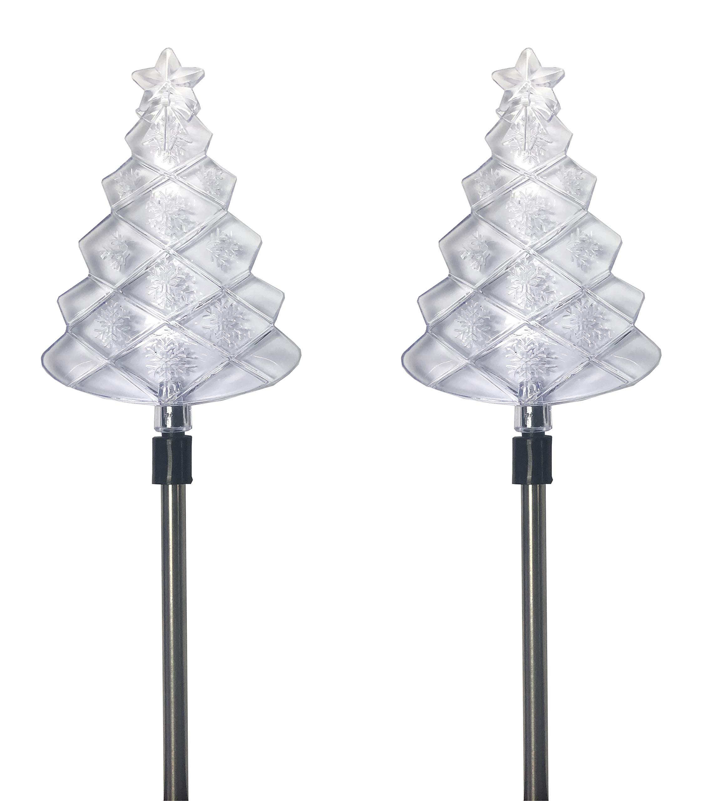 Solar Powered Christmas Tree Garden Stake Lights - Color Changing LED Outdoor Decor for Holidays, Landscape, Yard & Patio (Set of 2) | Perfect for Christmas Decorations, Garden Parties & Nighttime Ambience