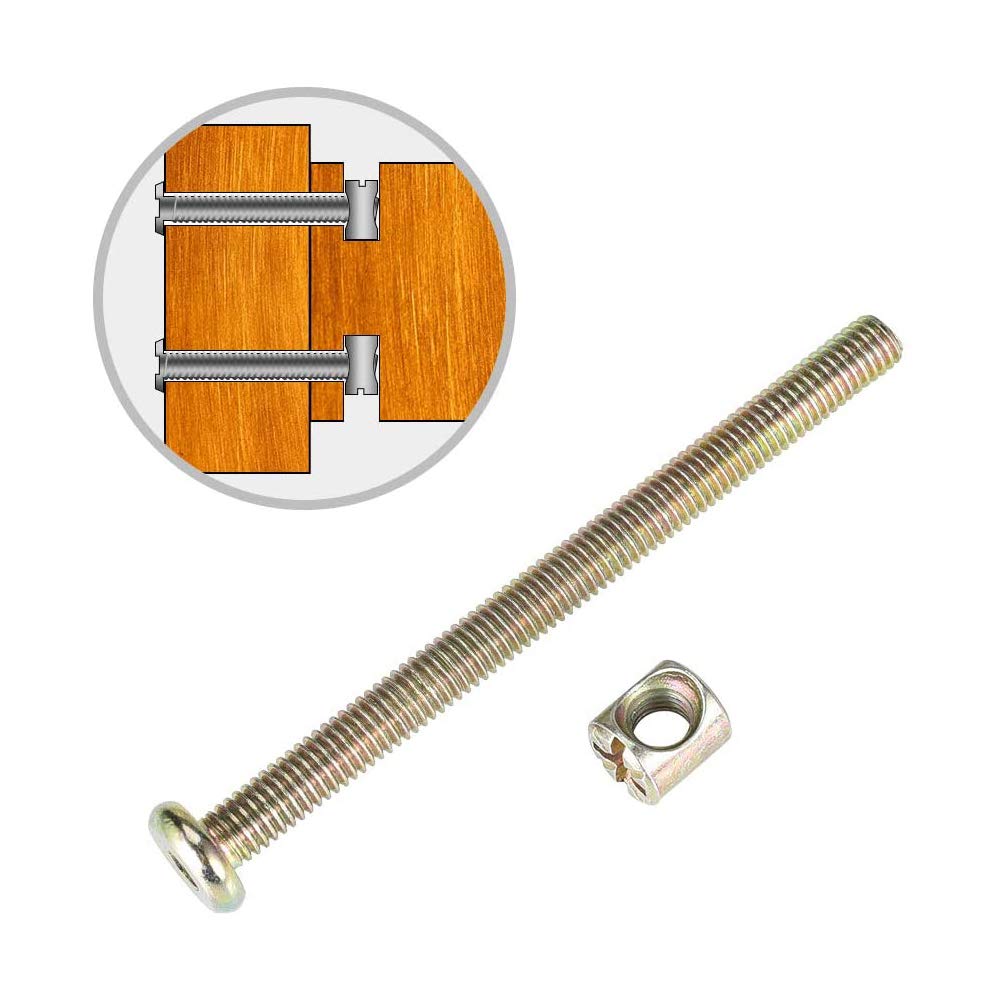 50PCS Barrel Nuts with Hex Bolts, M6 Barrel Nut Screws for Furniture Assembly, Cribs, Beds & Chairs - Heavy Duty Hardware for DIY Projects & Home Improvement