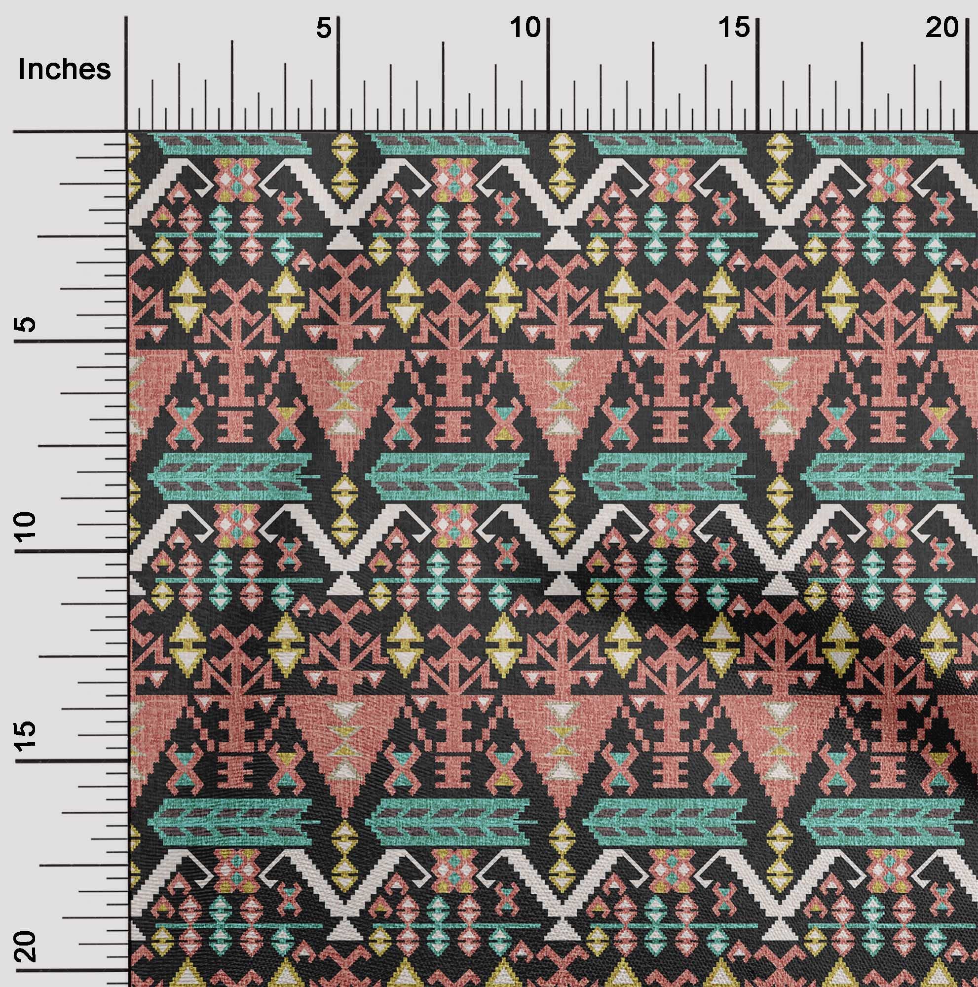 Premium 100% Cotton Poplin Black Fabric - Asian Kilim Print Dress Material, 42 Inches Wide by The Yard (Style #521) | Perfect for DIY Dresses, Home Decor & Craft Projects