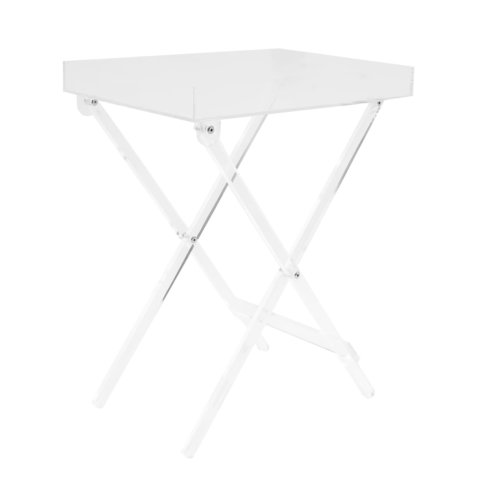 Clear Acrylic Folding Tray Table - Modern Transparent X-Leg Side Table for Coffee, Snacks & Serving (11.81