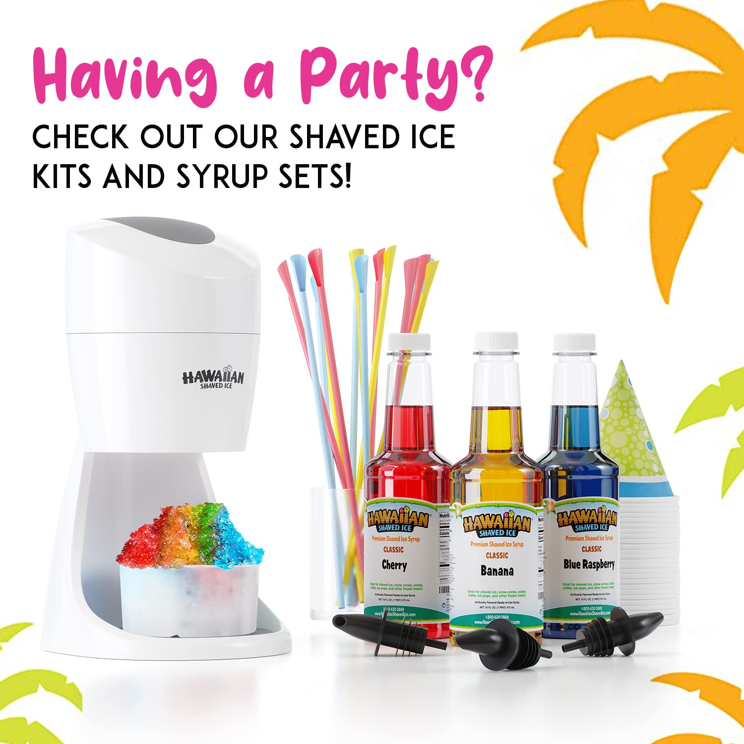 Premium Hawaiian Shaved Ice Machine S900A - Electric Snow Cone Maker with 2 Reusable Ice Molds, Non-Slip Base & 1-Year Warranty (120V, White) - Perfect for Home Parties, Summer Treats & Small Business Use