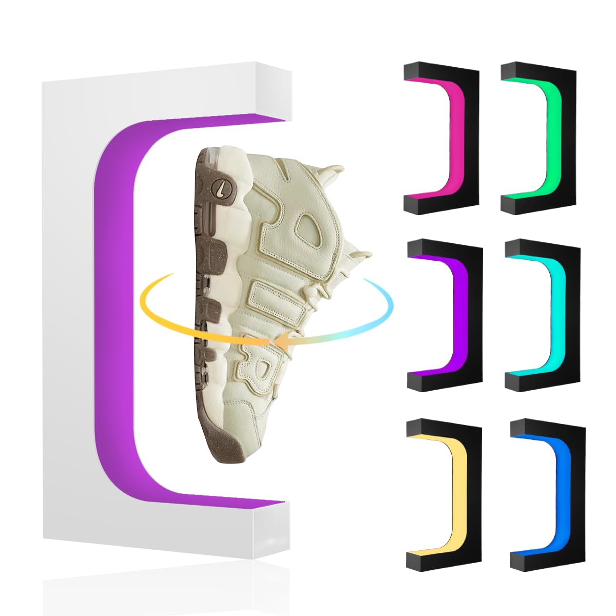 Magnetic Levitating Shoe Display Stand - 360° Rotating Sneaker Holder with Remote Control (16 Colors) - Perfect for Sneaker Collectors & Home Decor Showcase