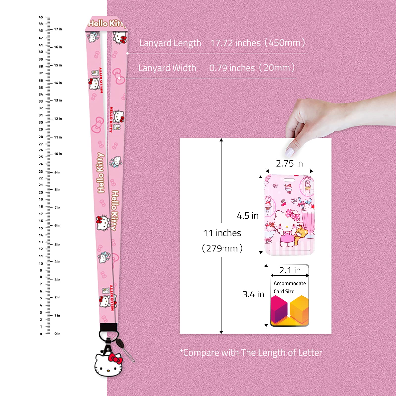 Hello Kitty Anime Lanyard with ID Card Holder for Work & Events