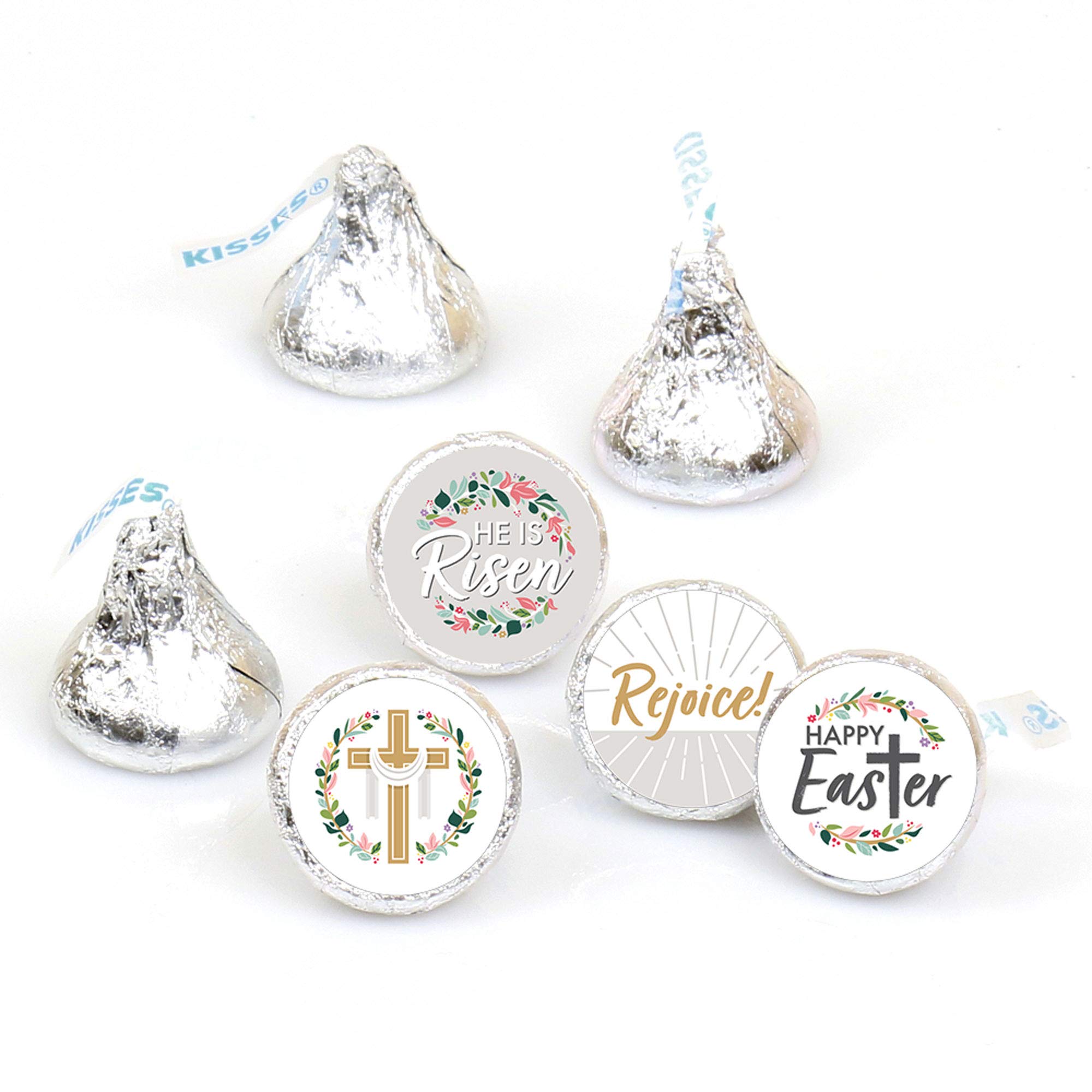 Religious Easter Candy Stickers - 108 Round Christian Holiday Party Favors for Chocolate - Perfect for Easter Egg Hunts, Sunday School Treats & Holiday Gift Bags